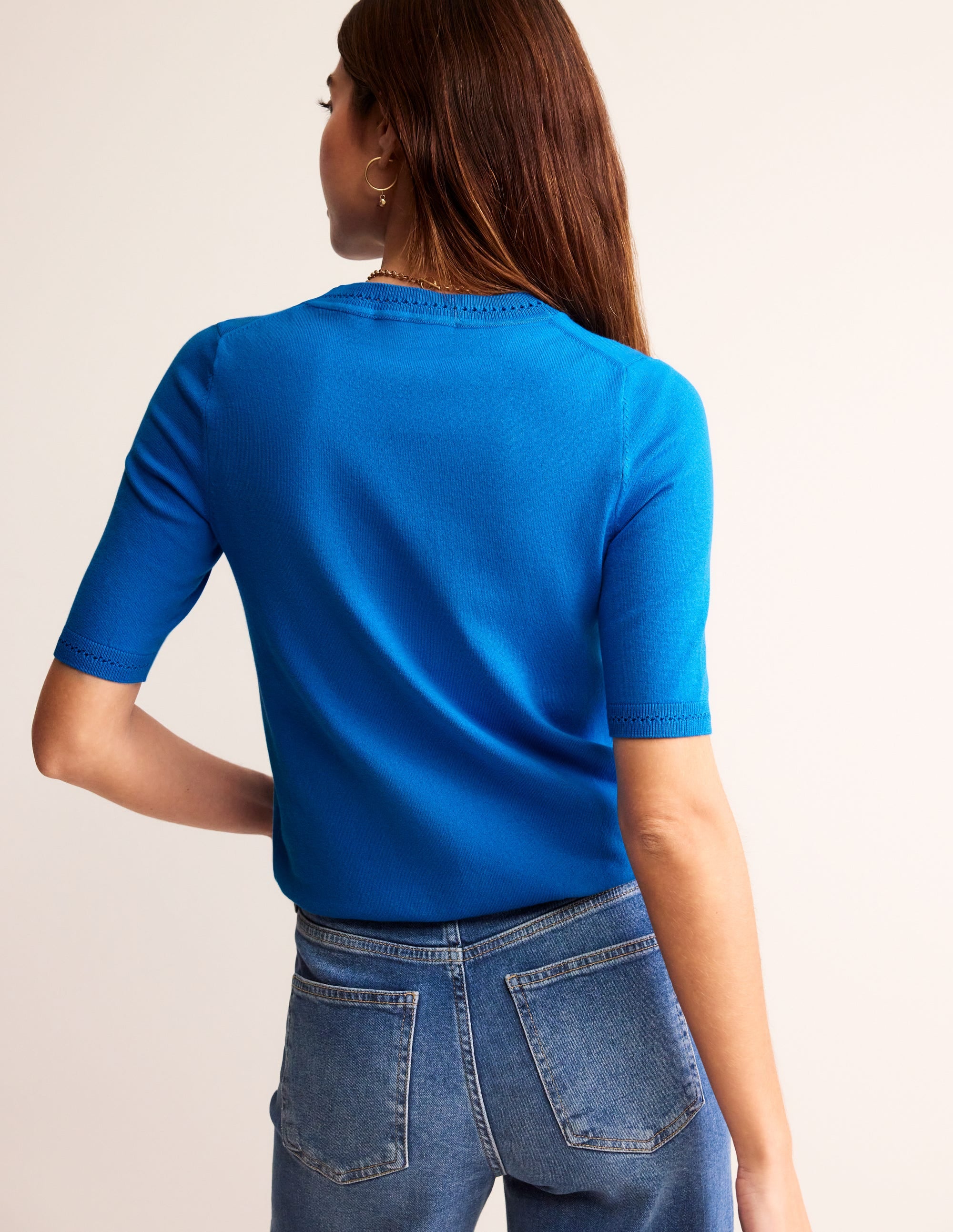  Catriona Cotton Crew T-Shirt-Bright Cyan Blue、mySite、ashleygrahame