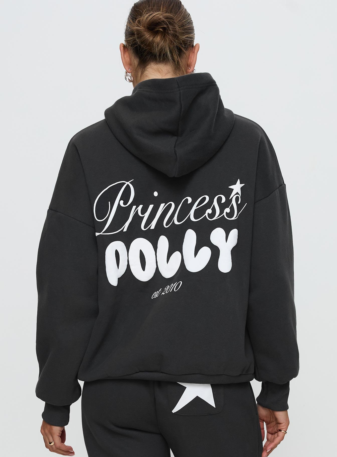Princess Polly Hooded Sweatshirt Bubble Script Grey、mySite、solidvoid