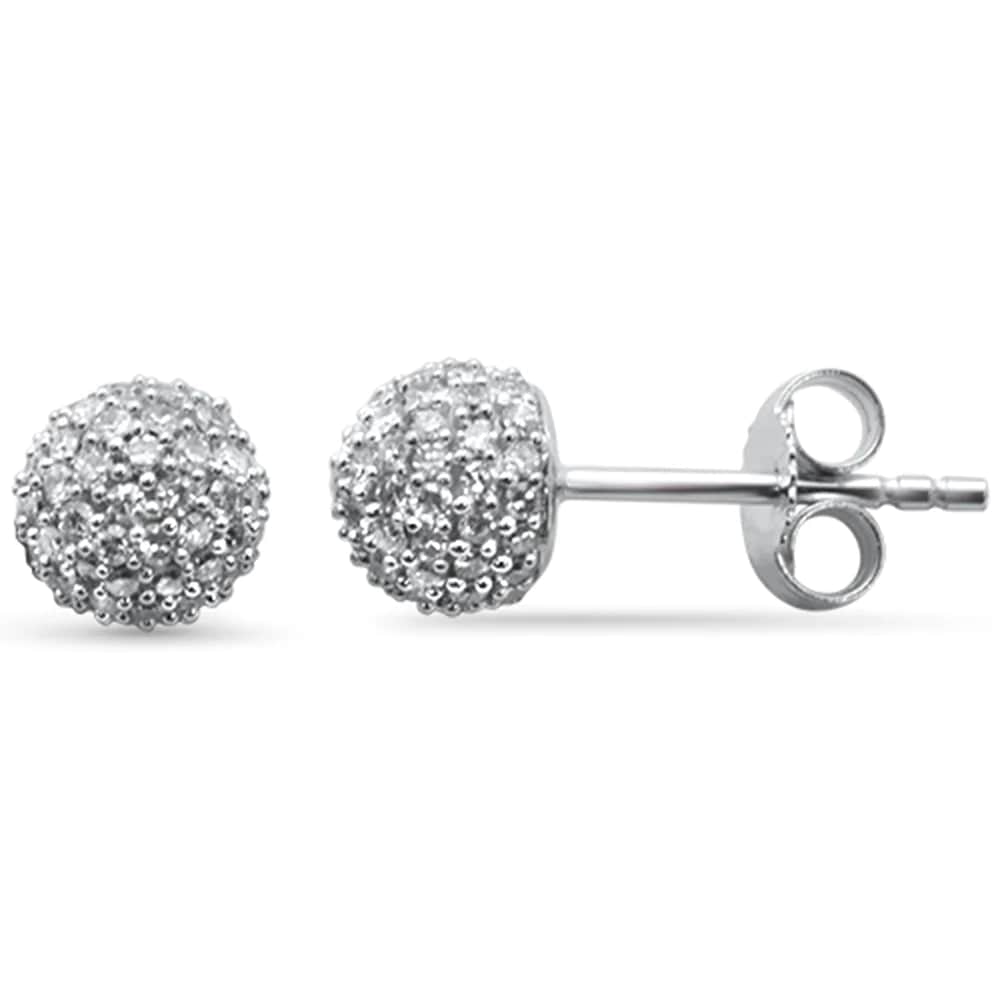 14K White Gold Diamond Disco Ball Style Earrings .55ct G SI、mySite、g9winljtr