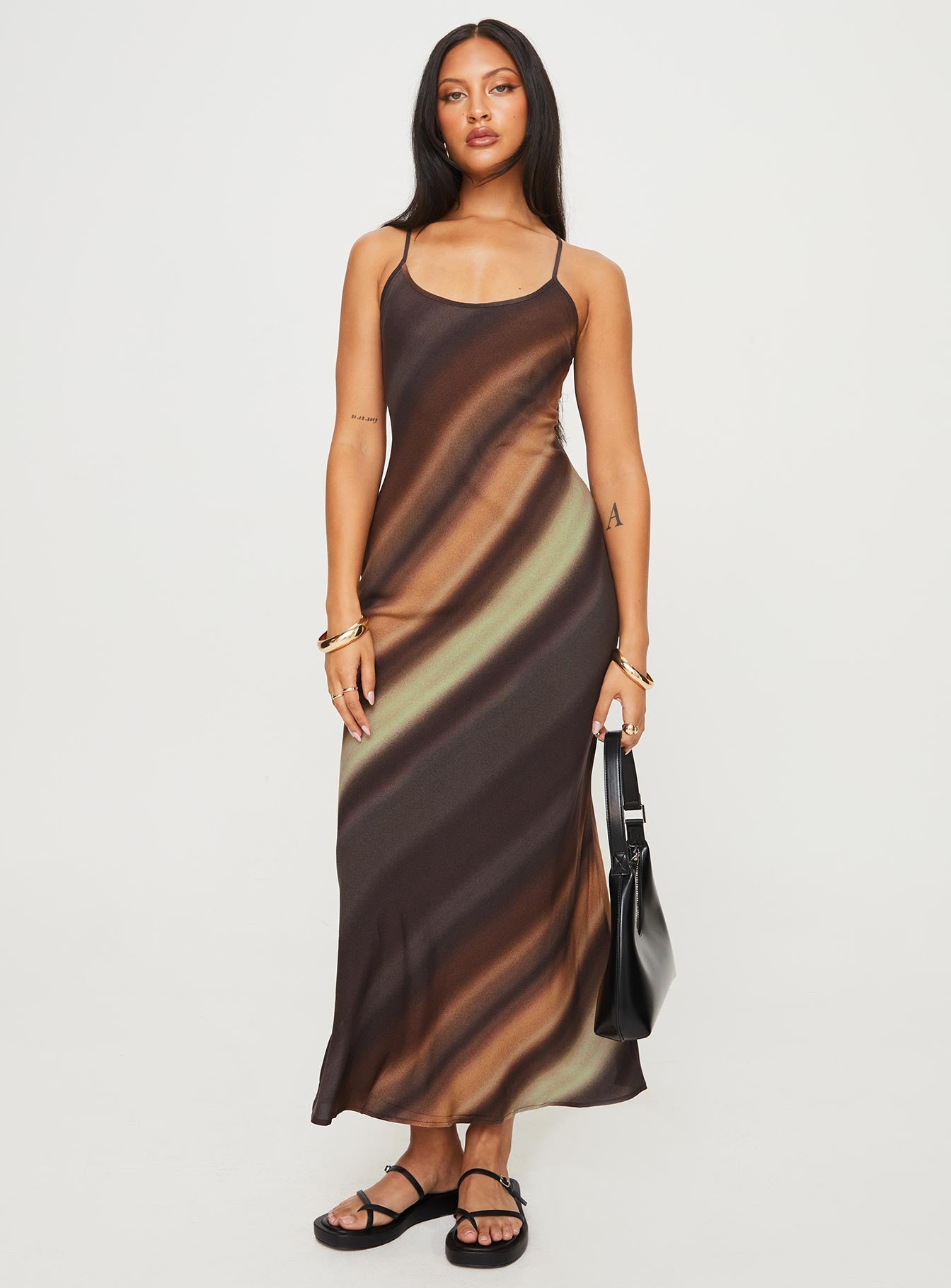 Otillie Maxi Dress Brown Multi Petite、mySite、solidvoid