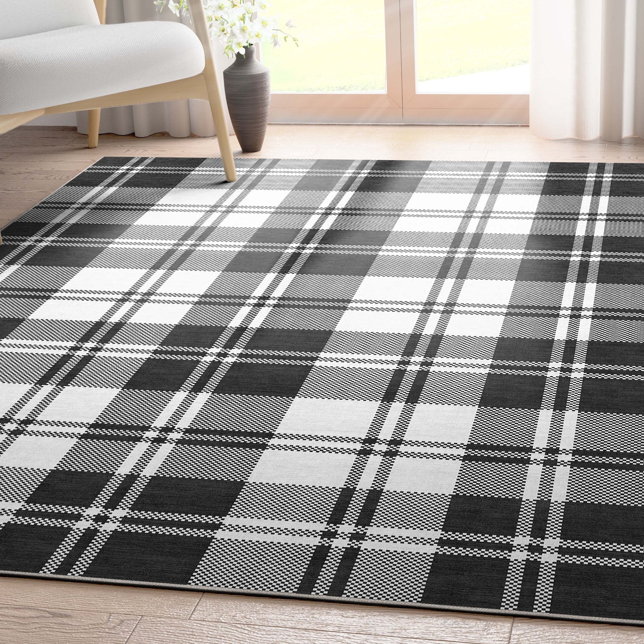 Plaid Modern Geometric Boxes Flat-Weave Rug、mySite、gigharbornorthrealestate