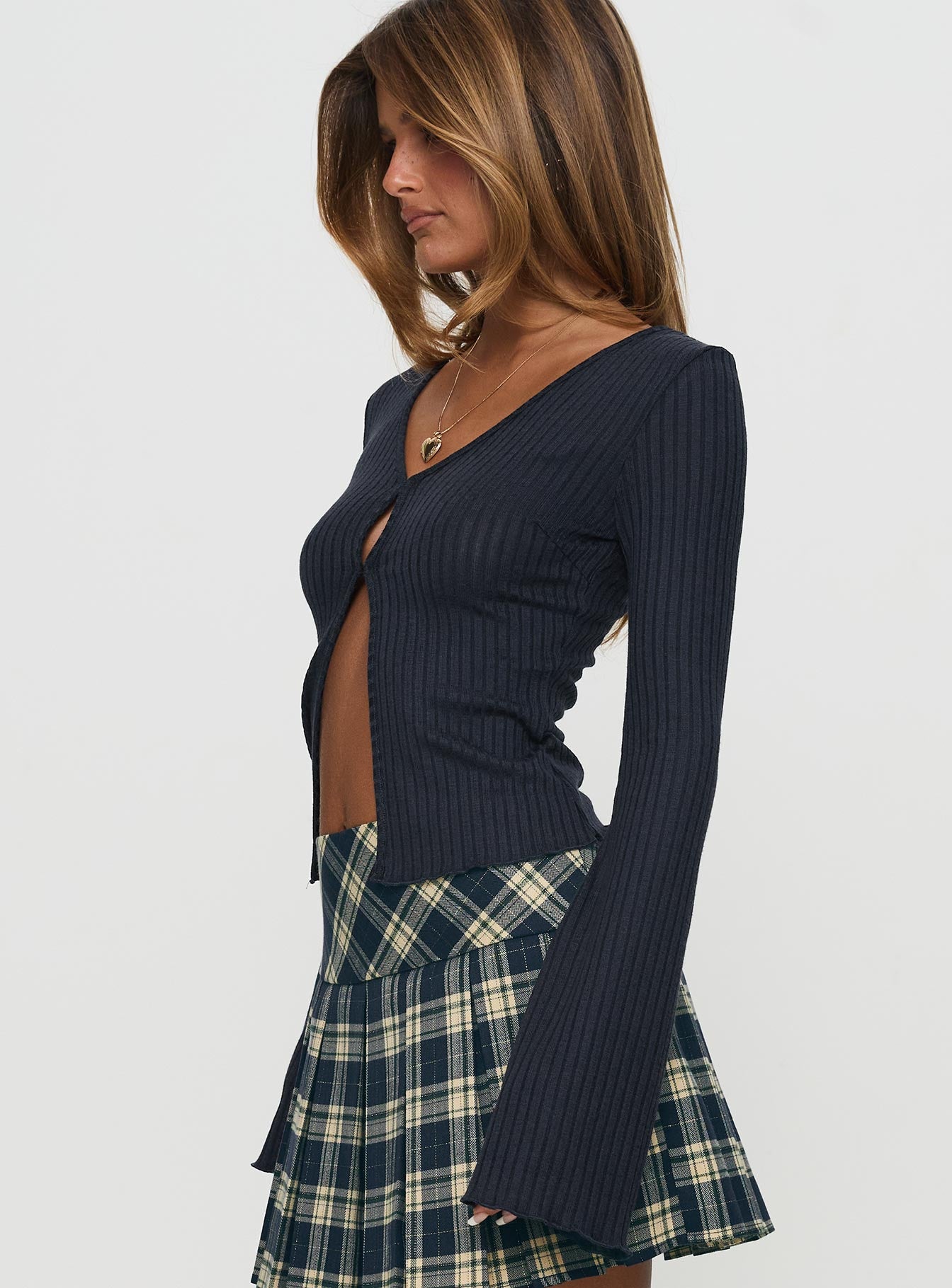 Allona Long Sleeve Top Navy、mySite、solidvoid