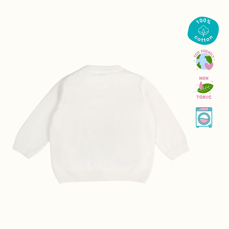 Cotton Sweater & Lower Set | Baby Balloon Printed | White & Green | Set of 2、mySite、camillekostekn