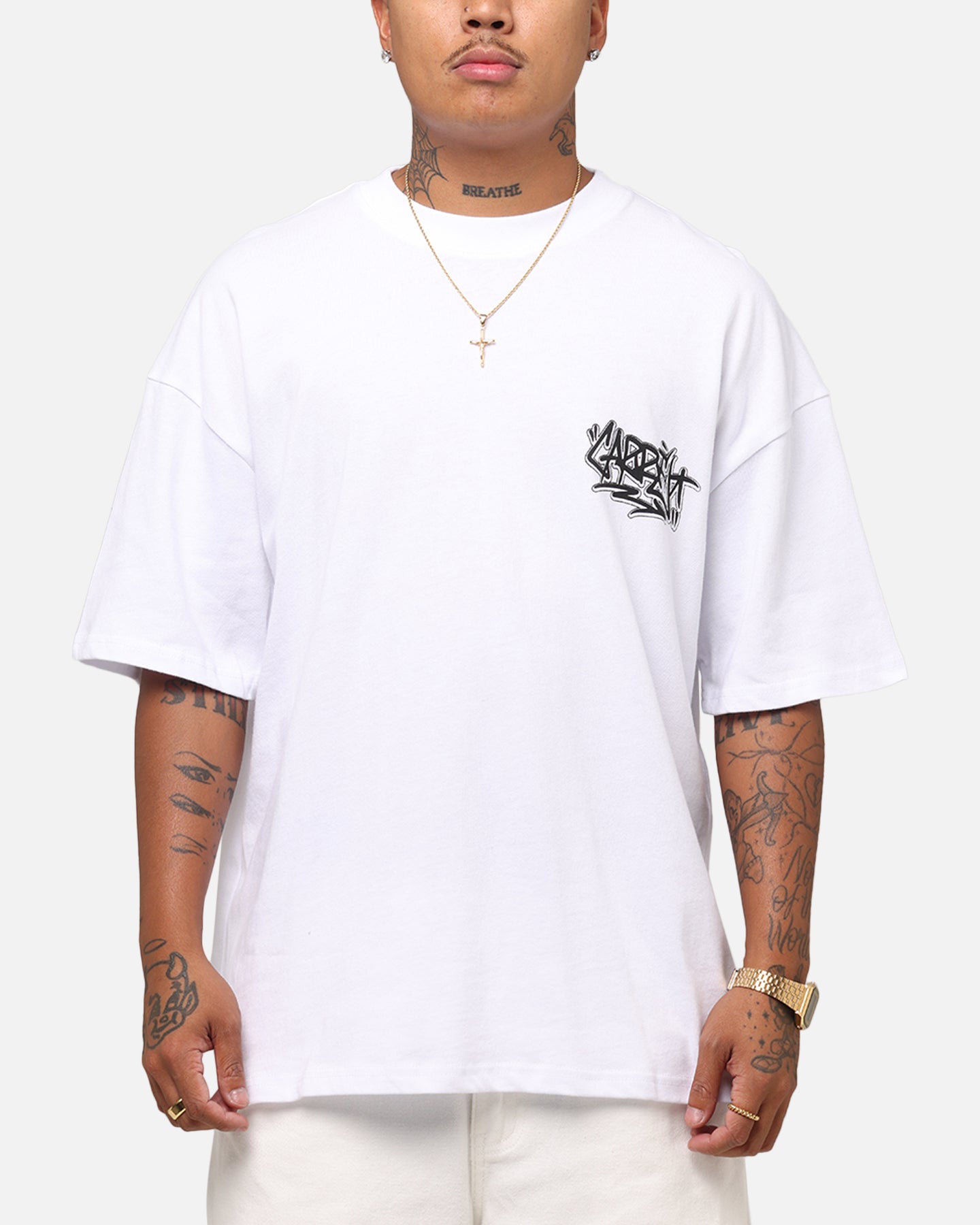Carre Tagged Drop Shoulder T-Shirt White、mySite、zt4zffjzw