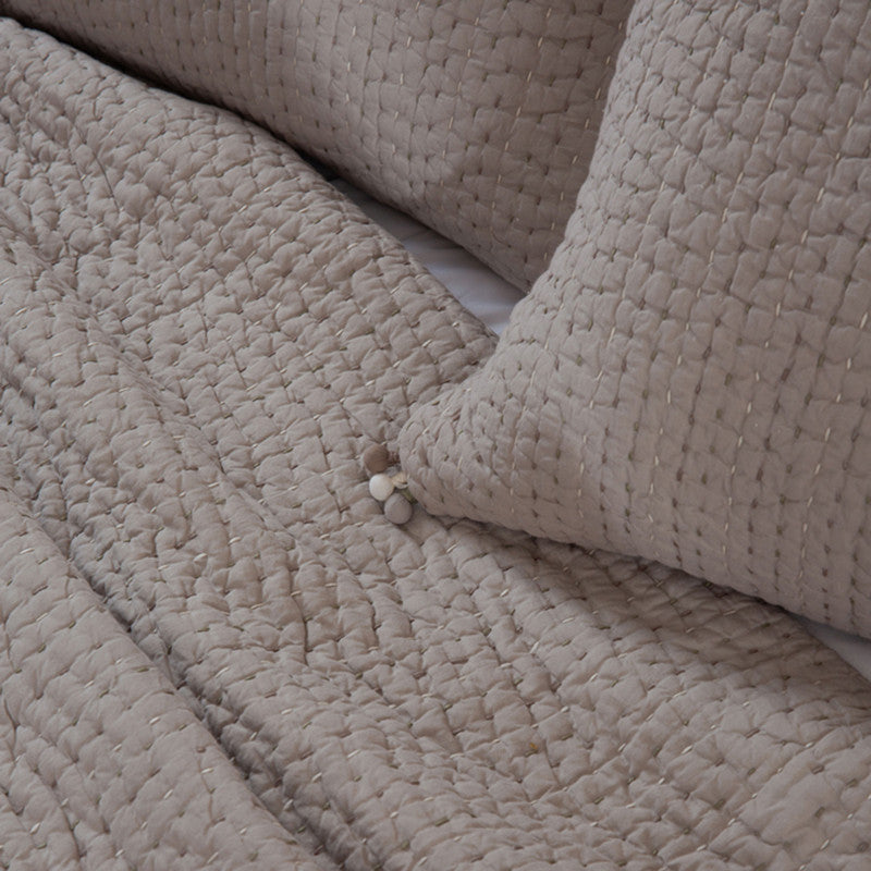 Cotton Bedspread with Pillow Covers | Grey | Reversible | Set of 3、mySite、camillekostekn