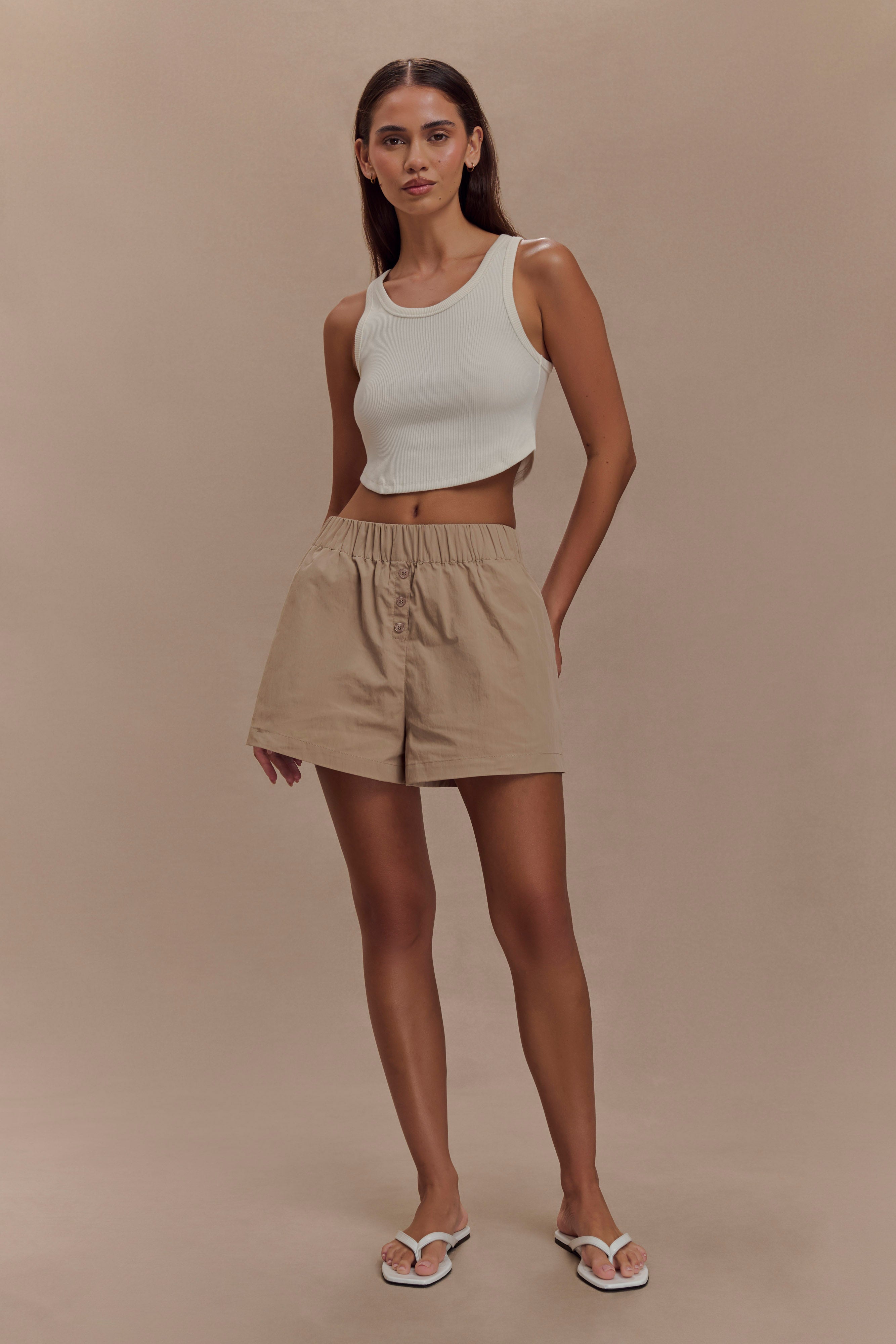 Johanna Cotton Relaxed Shorts - Sand、mySite、solidvoid