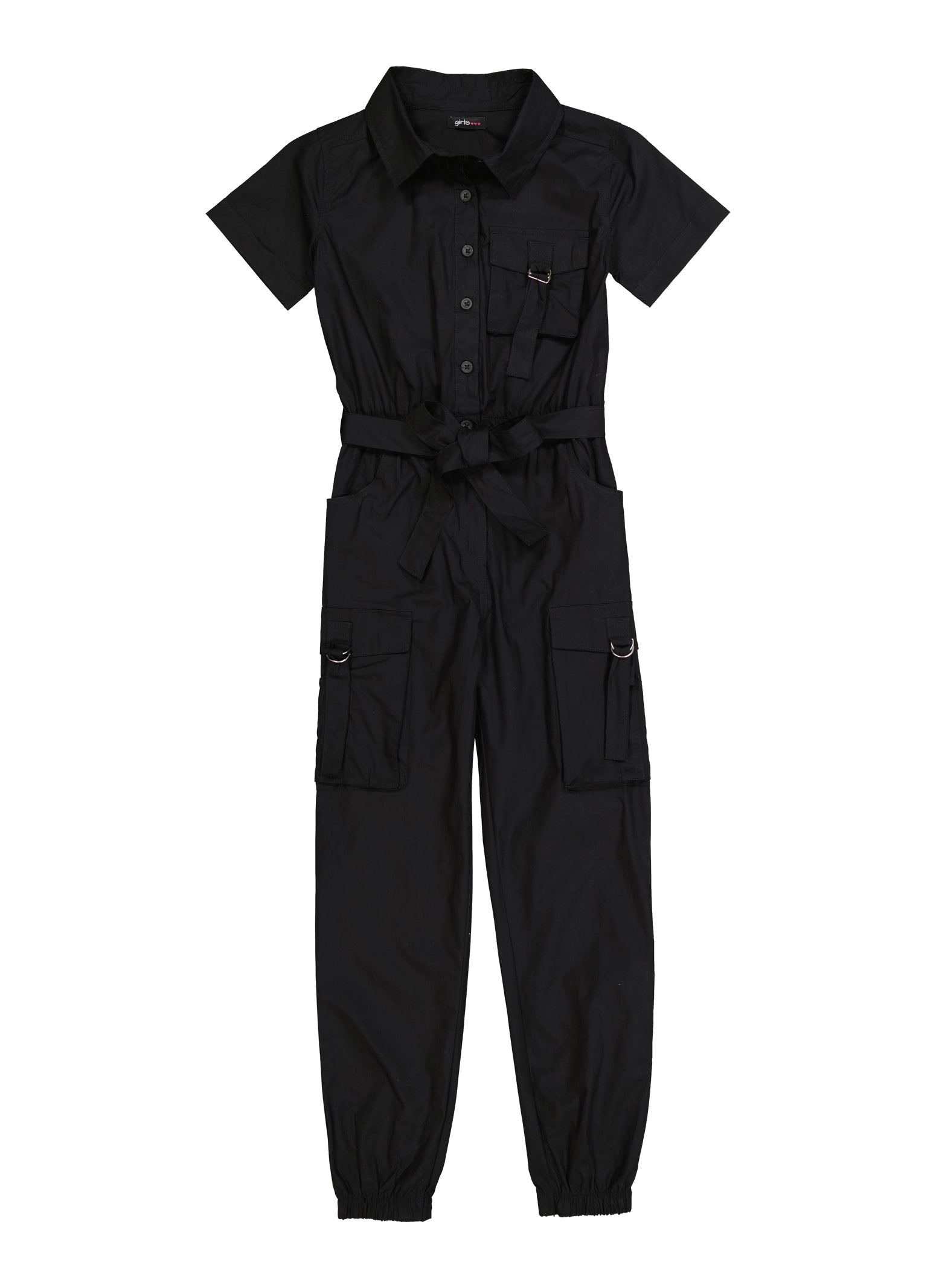 Girls Tie Waist Belted Strappy Cargo Jumpsuit、mySite、camillekostekn