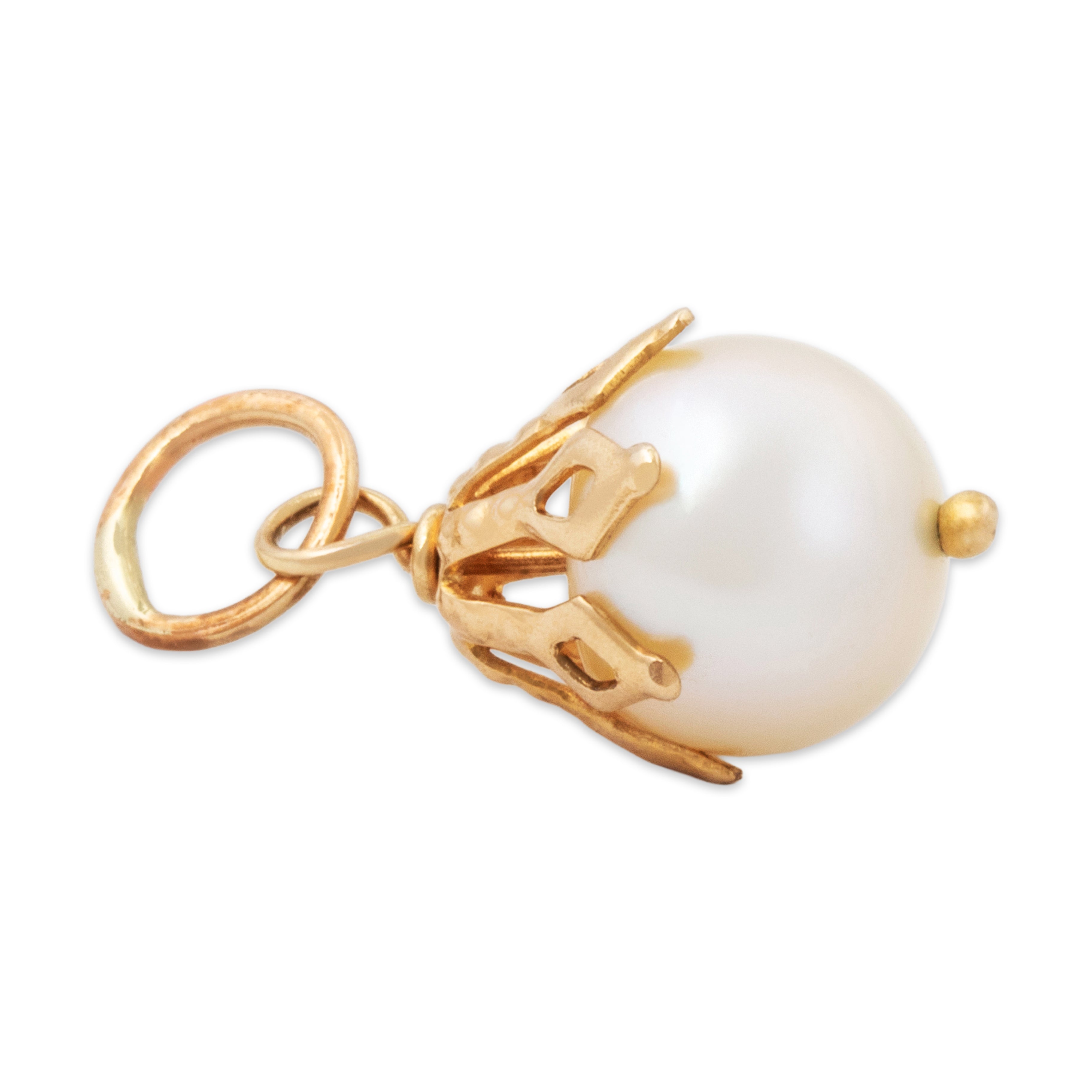 Vintage 14k Yellow Gold Pearl Openwork Charm / Pendant、mySite、hinf8tx79