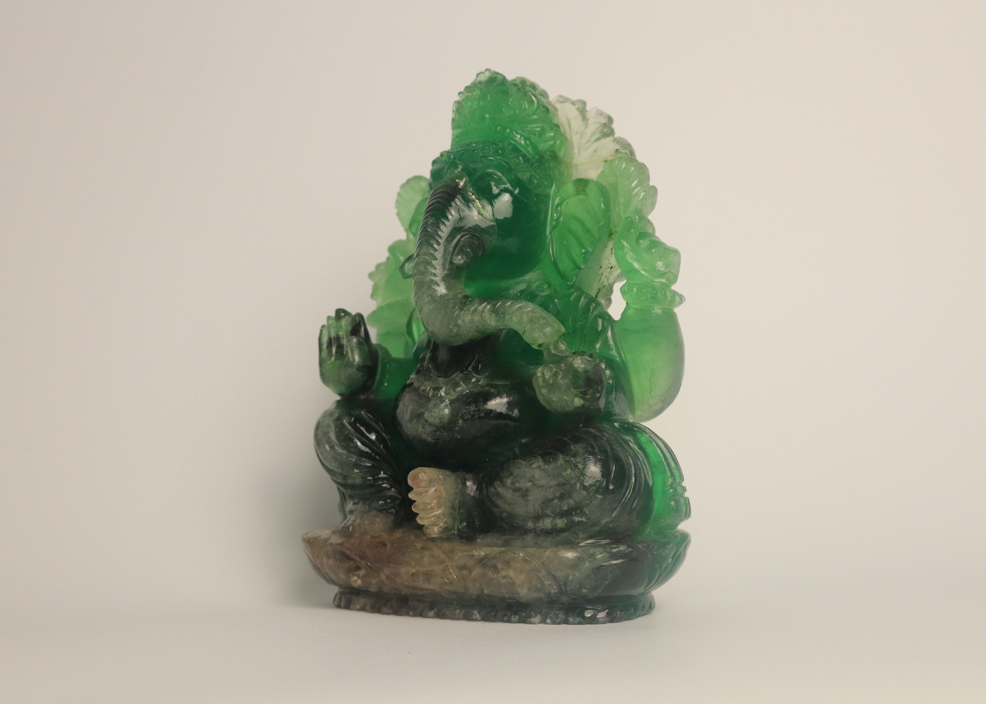 Ganesha Statue - Green Fluorite (16cm)、mySite、topwebapps