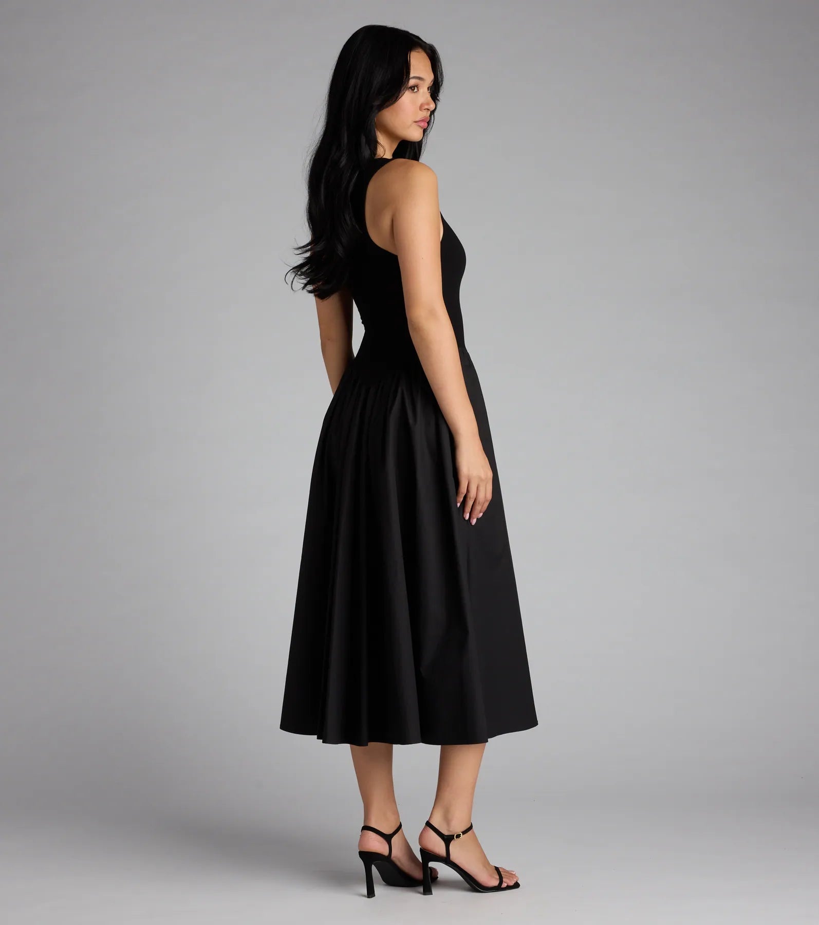  Romantic Sunny Days Crew Neck Poplin Midi Dress、mySite、justintrudeaud