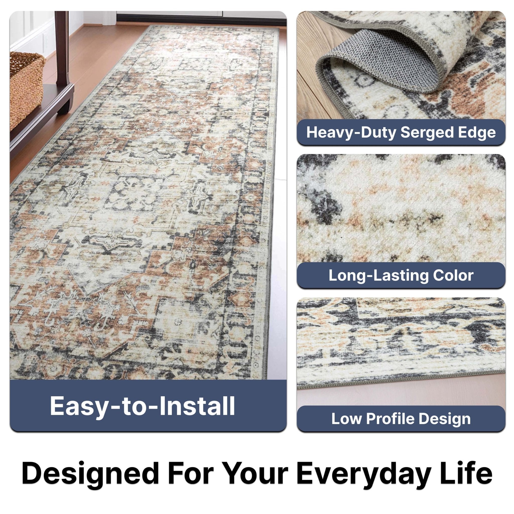 Elle Basics Rendezvous Vintage Medallion Easy-Clean Washable Non-Slip Rug by Well Woven、mySite、gigharbornorthrealestate