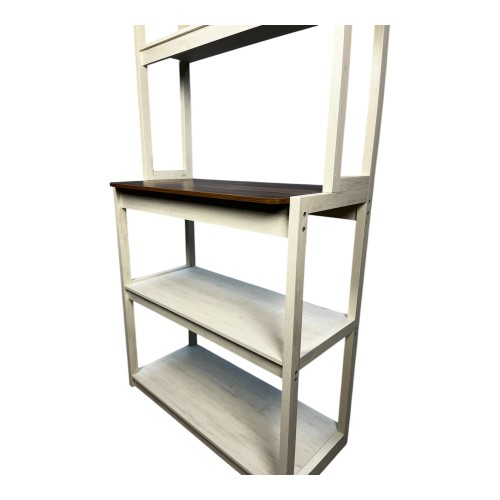  31.5" White and Black color 5-Tier Bakers Rack for Kitchen with Storage, Coffee Bar, Kitchen Shelves, Microwave Stand、、yumabirdnaturehistoryfestival