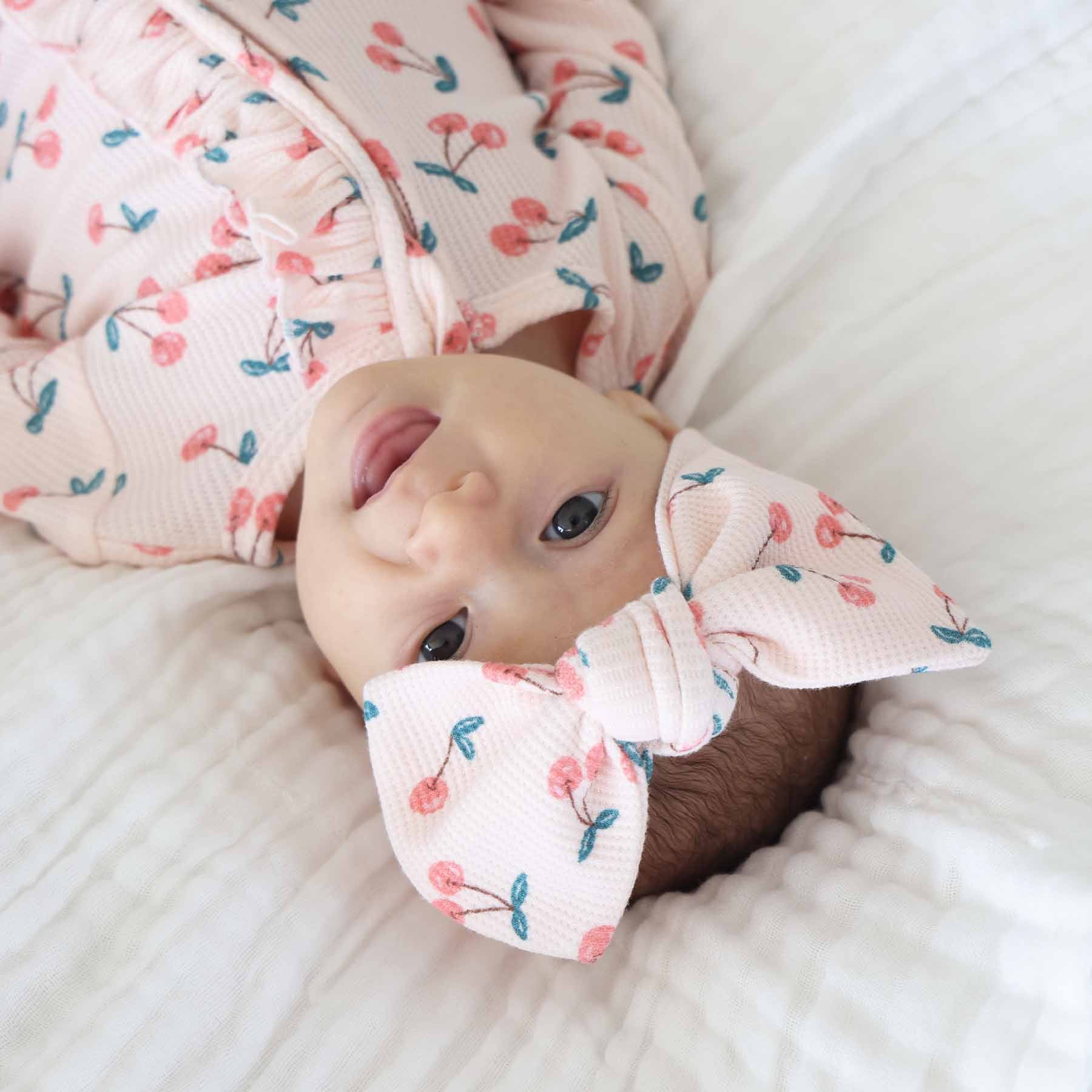  Cherry On Top Bamboo Waffle Knit Large Bow Headwrap、mySite、layawaytickets