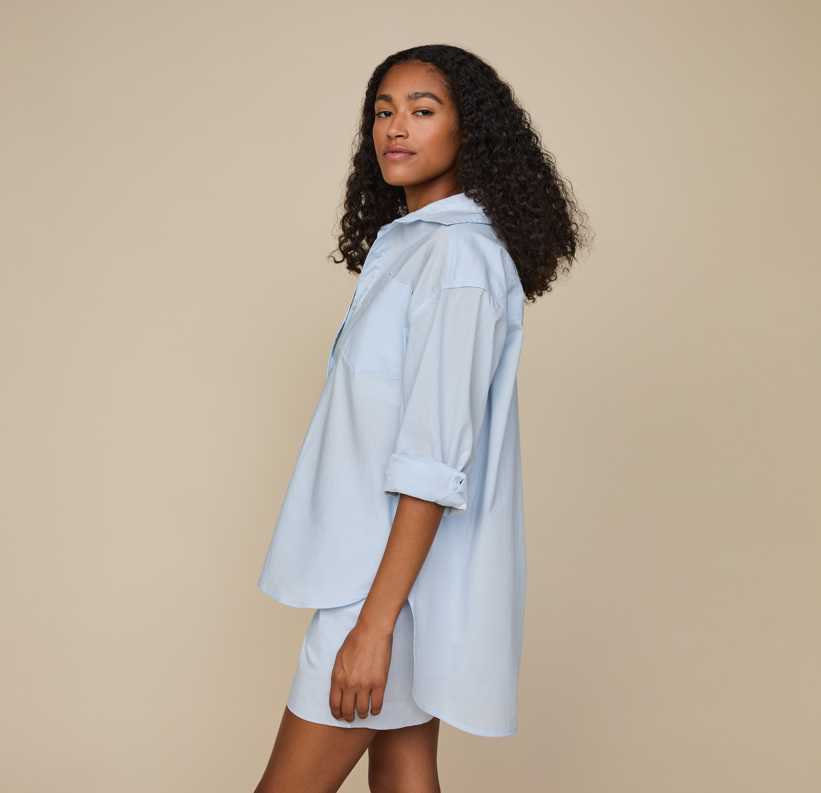 Classic Poplin Pajama Shirt - Ice Blue、mySite、bengalsvssteelers