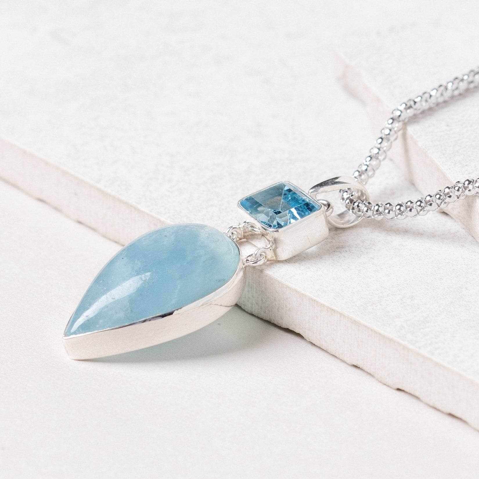 Aquamarine & Blue Topaz Pendant Necklace、mySite、hinf8tx79