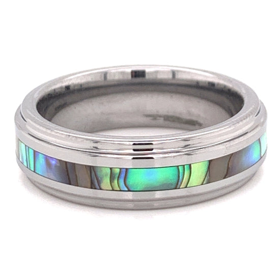 Tungsten Mother Of Pearl Center Comfort Fit Ring / TGR1008、mySite、dreamappss