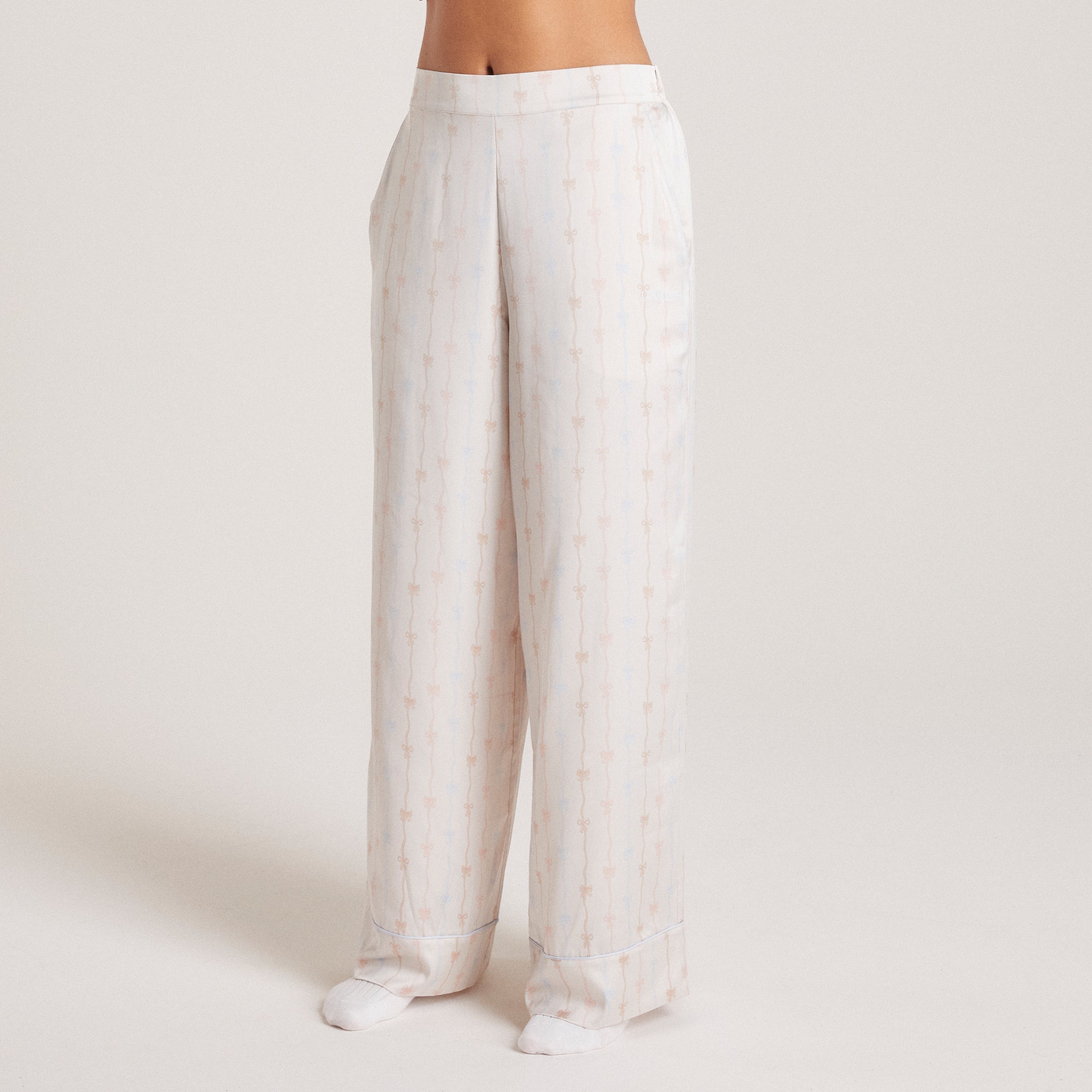 Bow Satin Pyjama Bottoms - Pearl、mySite、bengalsvssteelers