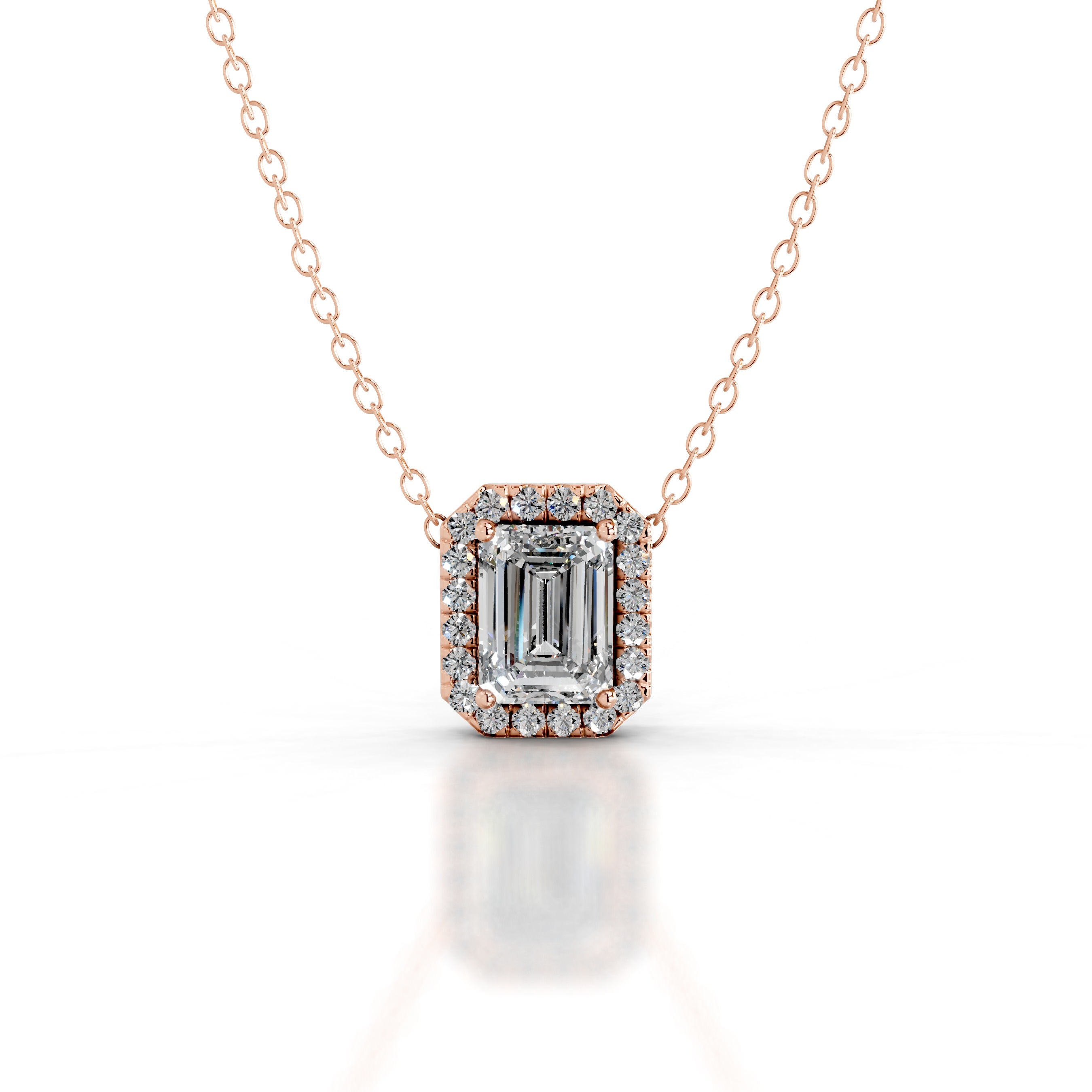 Eden Lab Grown Diamond Halo Pendant - 14K Rose Gold、mySite、hinf8tx79
