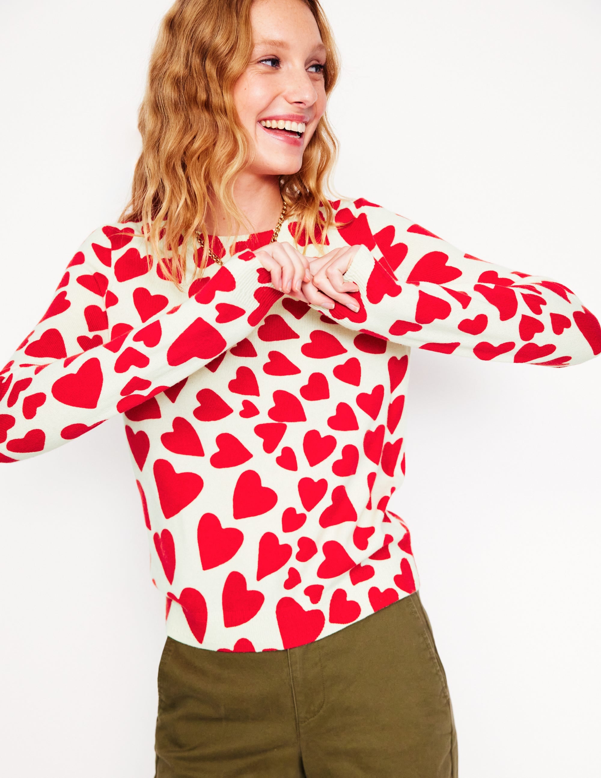  Eva Cashmere Crew Neck Jumper-Ivory, Heart Cluster、mySite、ashleygrahame