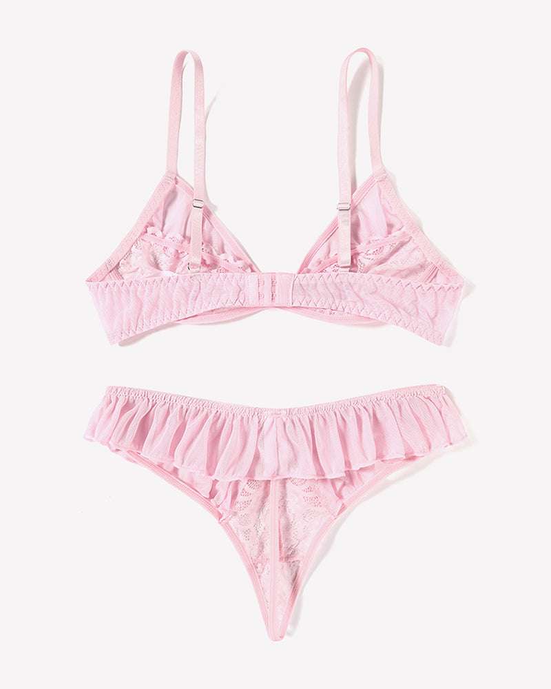 Lace Bra and Panty Sets Mesh Ruffle 2 Piece、mySite、bengalsvssteelers