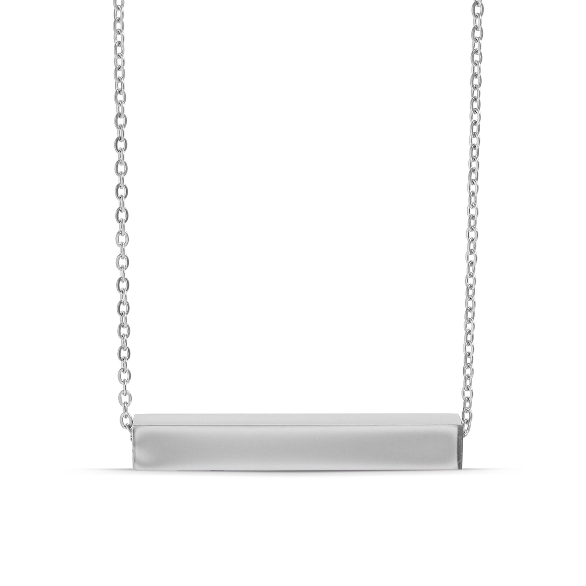 18K Gold PVD Stainless Steel Large Square 4-Sided Horizontal Polished Bar Necklace / SBB0302、mySite、dreamappss