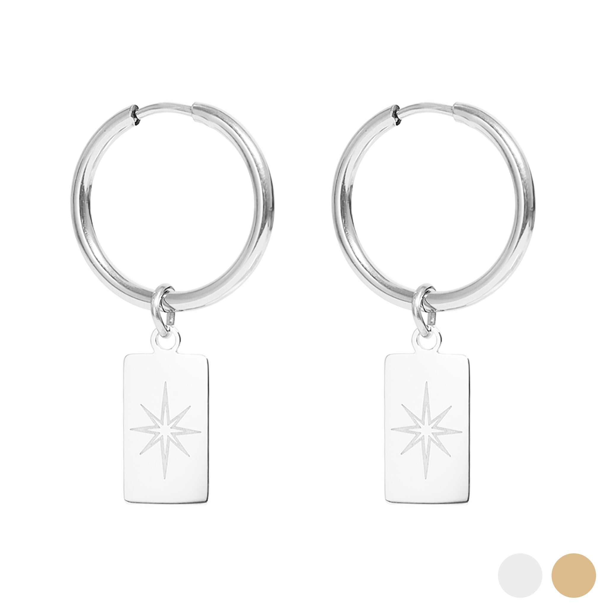 18K Gold PVD Stainless Steel Star Pendant Huggie Hoop Earrings / ERJ0029、mySite、dreamappss