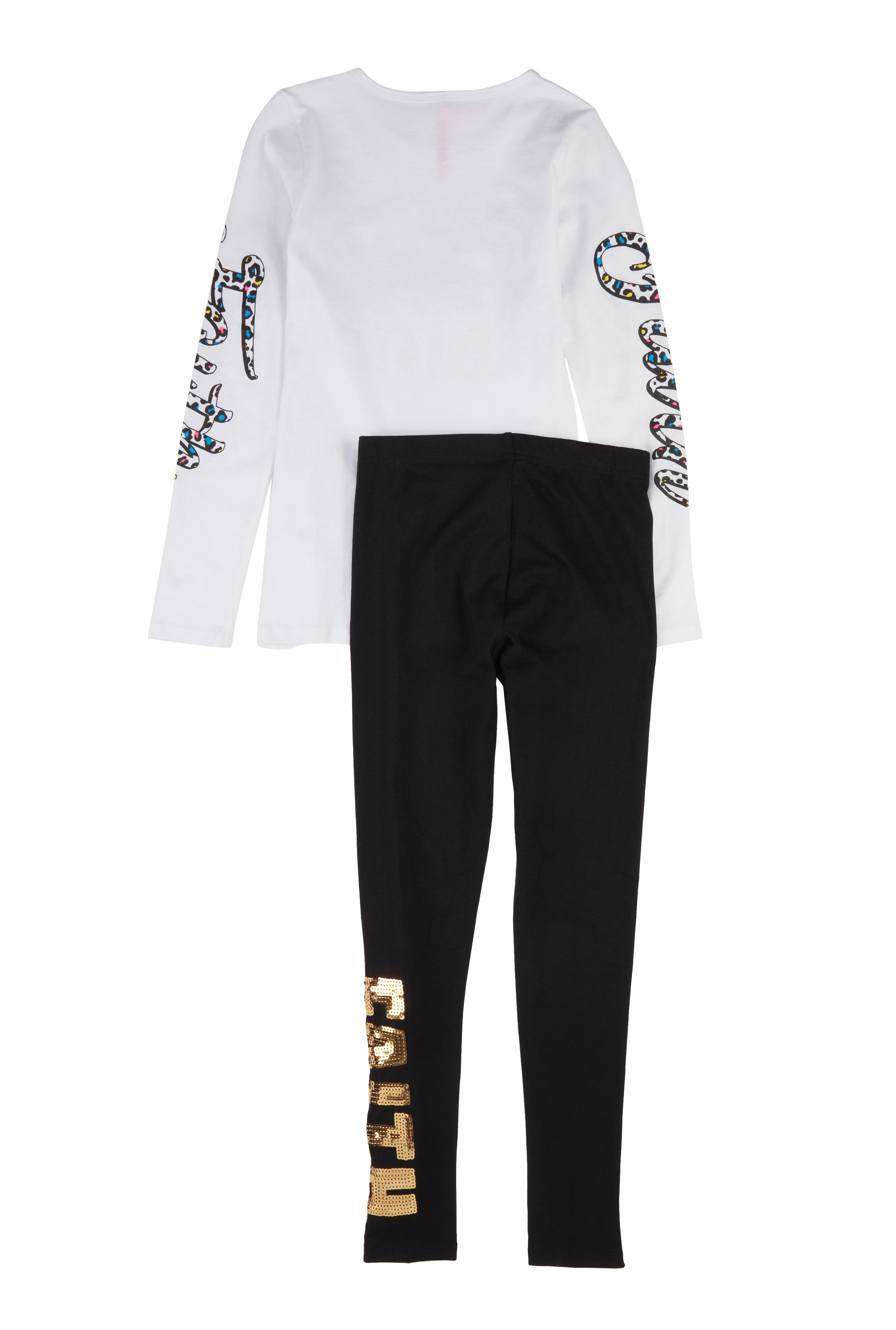 Girls Faith Sequin Graphic Long Sleeve Top and Leggings、mySite、camillekostekn