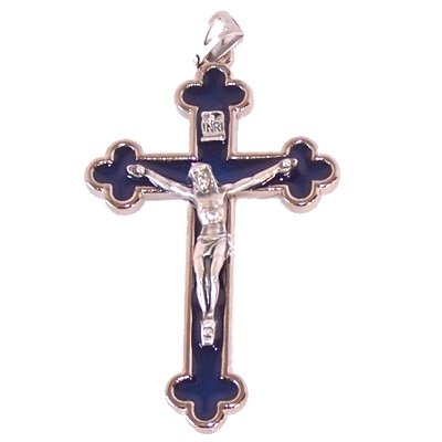  Rosary crucifix with blue enamel - Extra Large - Pewter grade A (7.5 cm-3 inc...、mySite、elrpsem3k