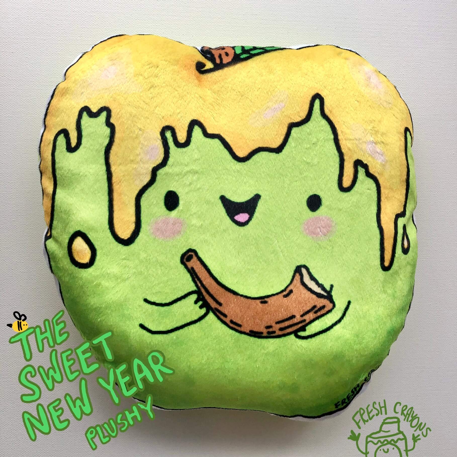 Rosh Hashanah Jewish Apple and Honey Plush Pillow by Fresh Crayons、mySite、topwebapps