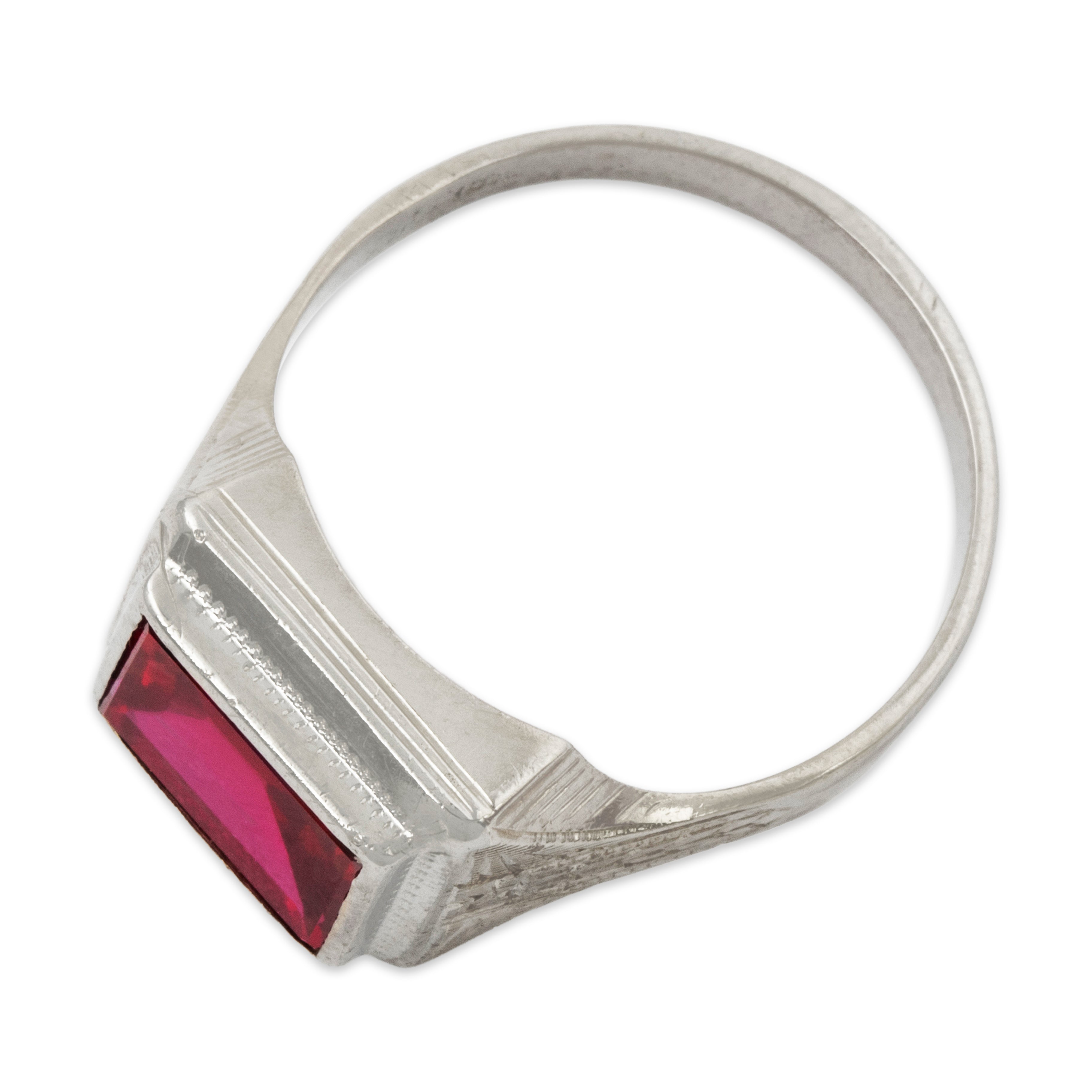 Vintage 10k White Gold 2.7ct Synthetic Ruby Radiant Crimson Ring 9.50、mySite、hinf8tx79