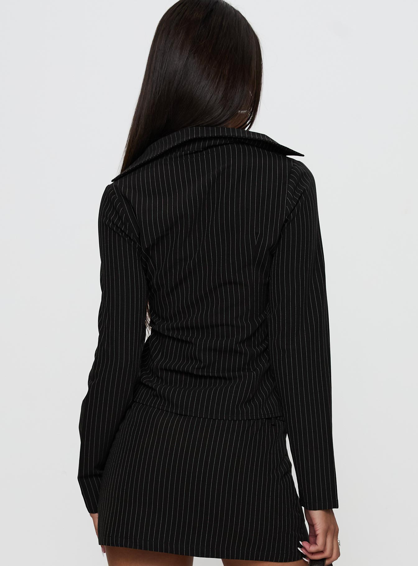 Feminique Tie Up Long Sleeve Top Black Stripe、mySite、solidvoid