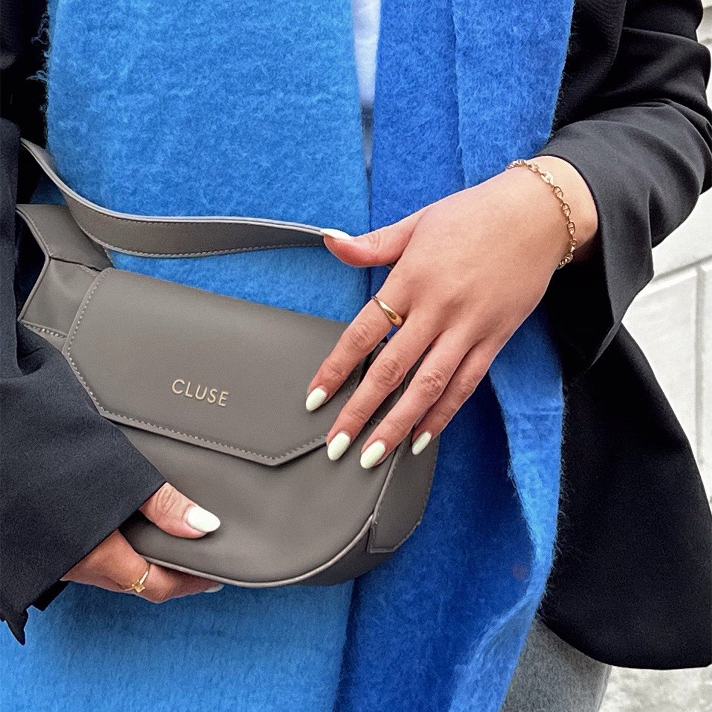 Sacroisé Petite Crossbody Bag, Dark Grey, Gold Colour、mySite、botmansion