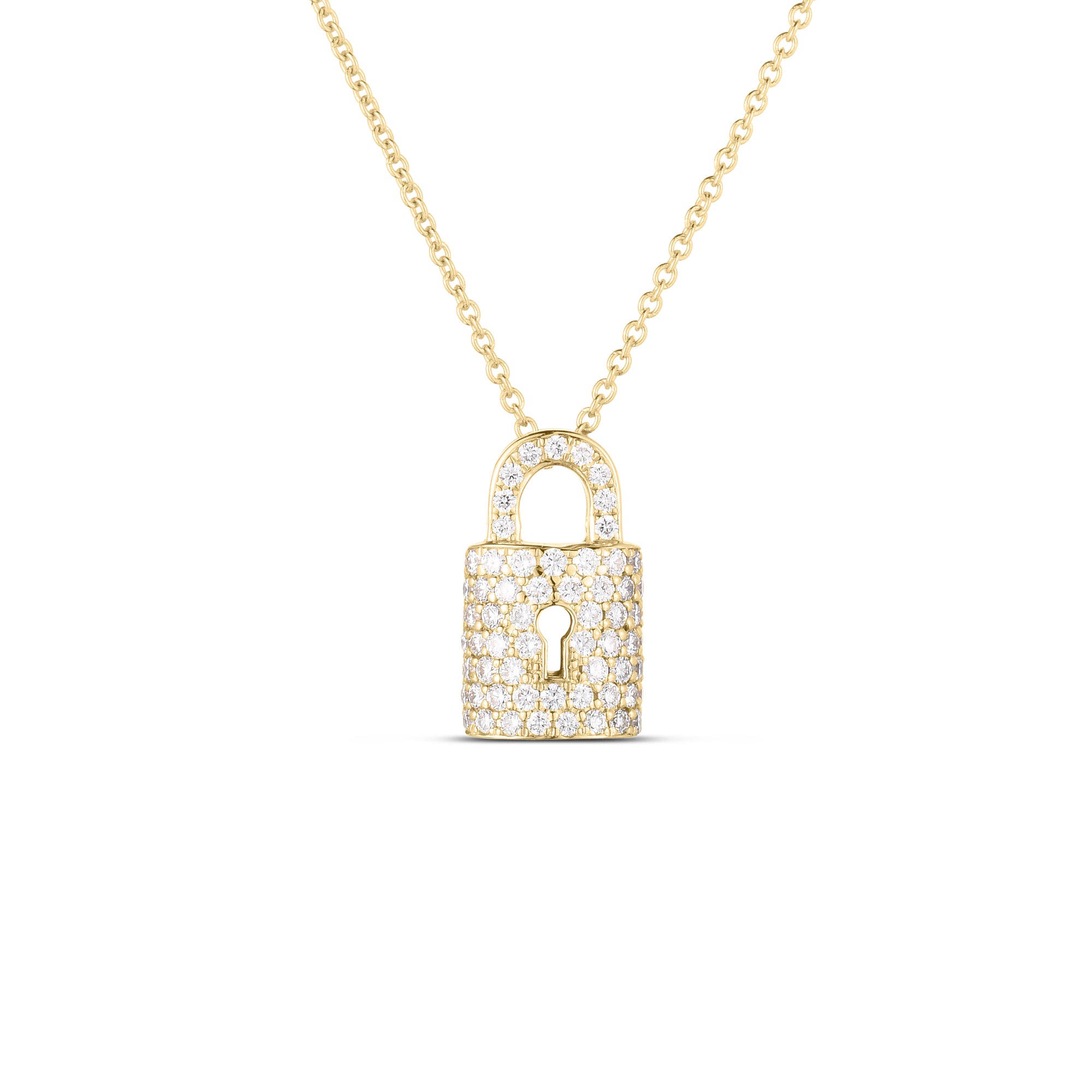 18K Yellow Gold Tiny Treasures Diamond Lock Necklace、mySite、hinf8tx79