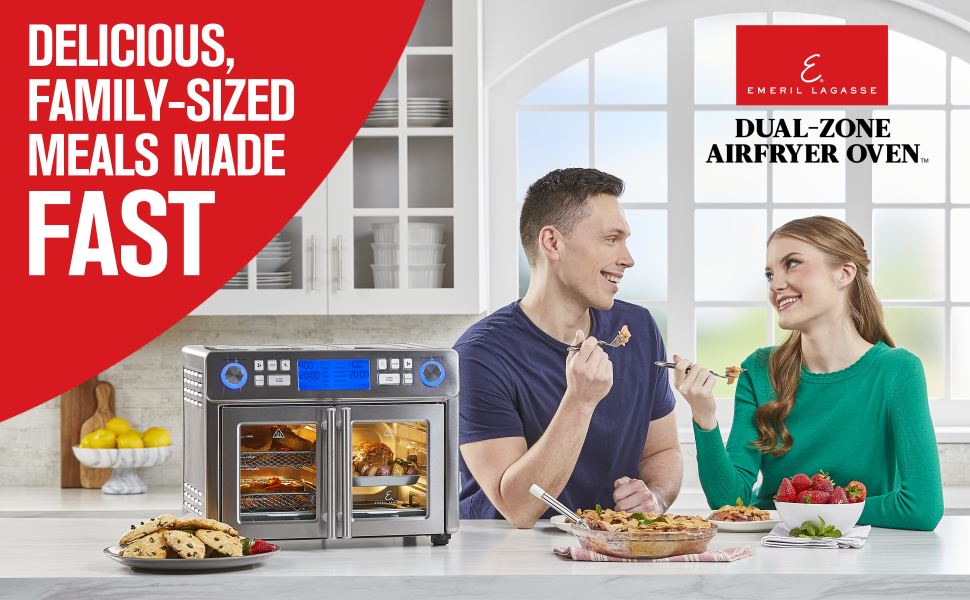Emeril Lagasse Airfryer Oven - Dual Temperature Zones for Family Sized Meals Made Fast
