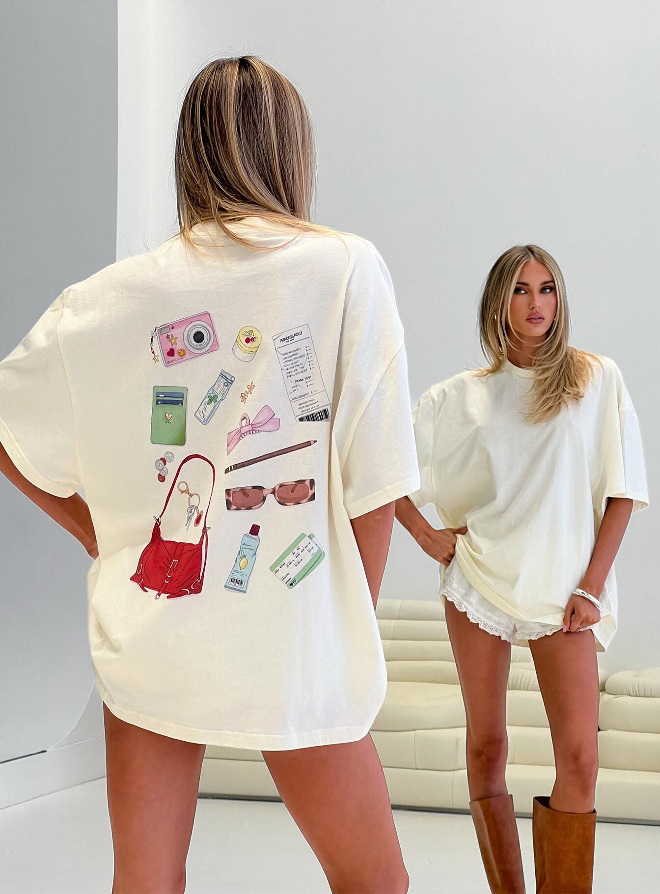 What's In My Bag Graphic Tee Cream / Multi、mySite、solidvoid