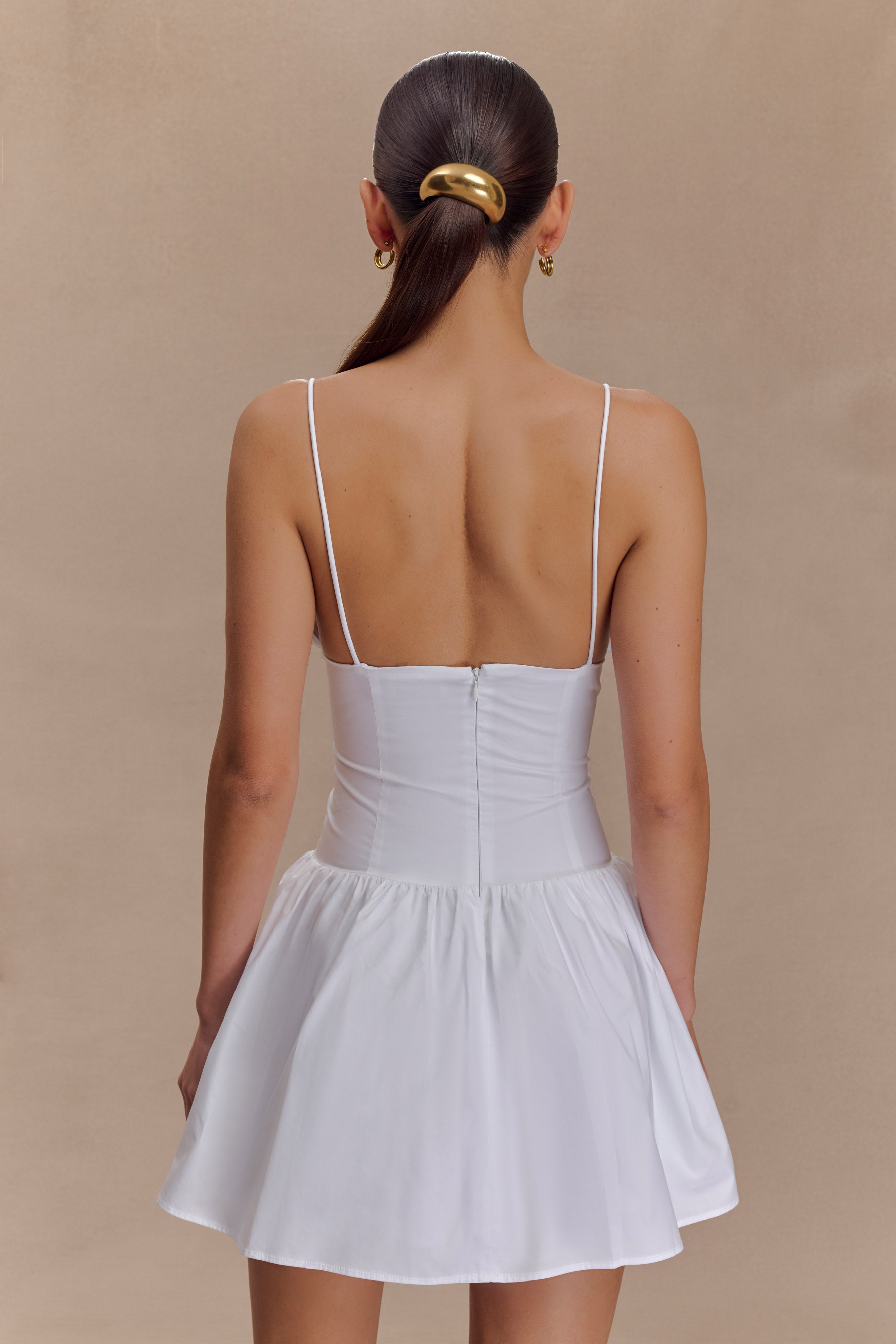 Janis Cotton Frill Mini Dress - White、mySite、solidvoid