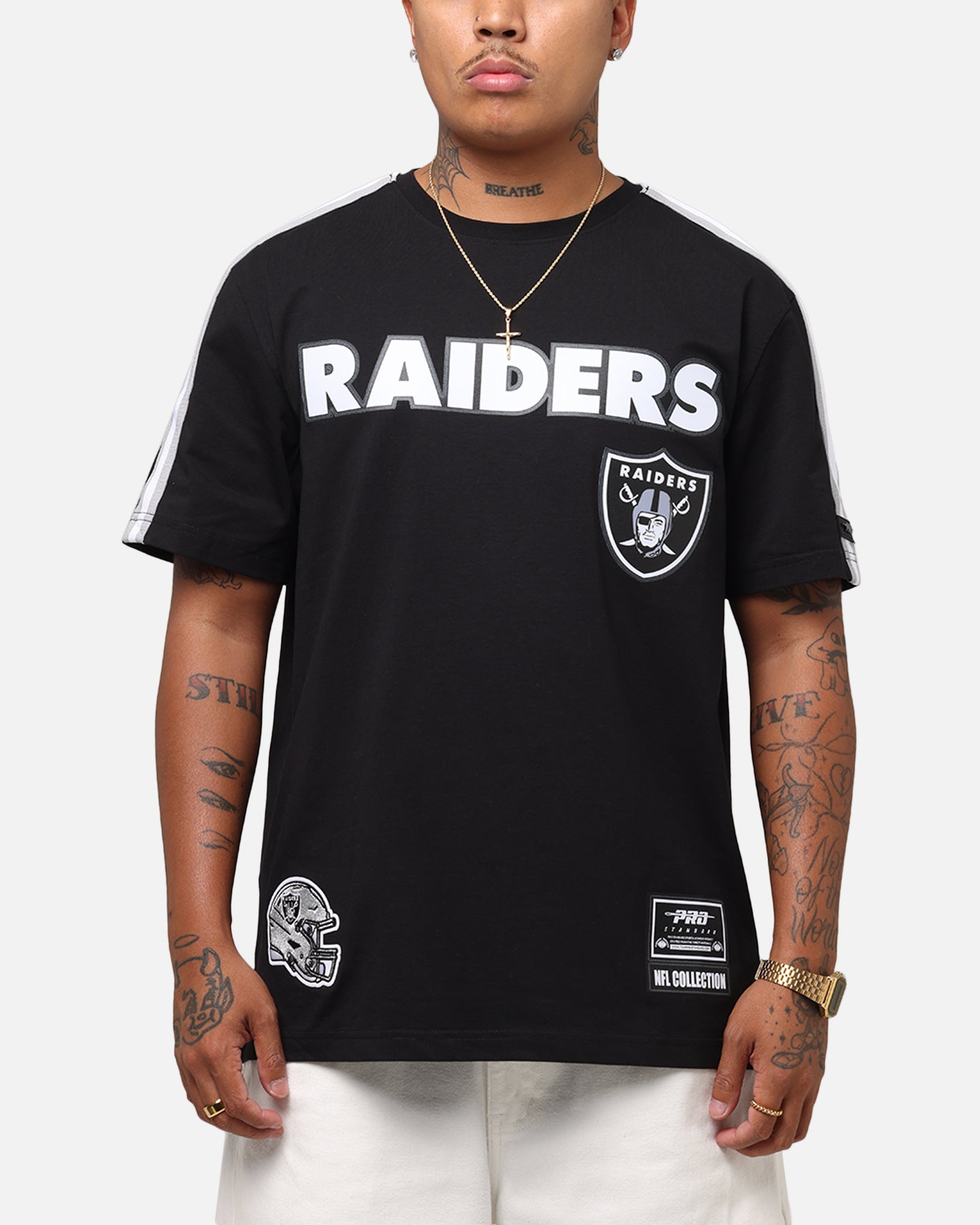 Pro Standard Las Vegas Raiders Classic Mesh Striped T-Shirt Black/Grey、mySite、zt4zffjzw