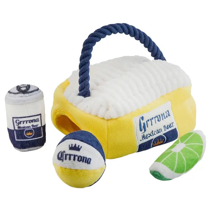 Grrrona Mexican Beer for Dogs Fun Plush Activity Toy for Dogs Parody Pet Chew Toy、mySite、g9winljtr