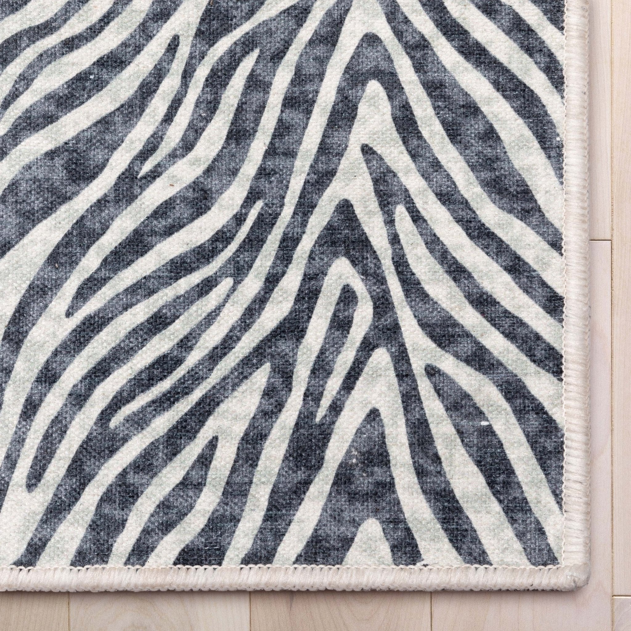 Custom Size Runner Modern Zebra Print Grey Choose Your Width x Choose Your Length Hallway Runner Rug、mySite、gigharbornorthrealestate