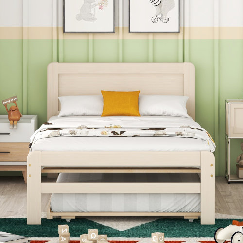 Modern Design Twin Size Platform Bed Frame with 2 Drawers for Grey Color、、xpatfood