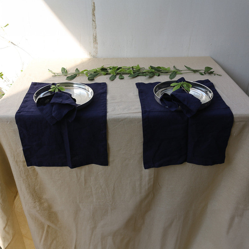 Pure Linen Table Napkins | Set of 4 | Navy Blue、mySite、camillekostekn