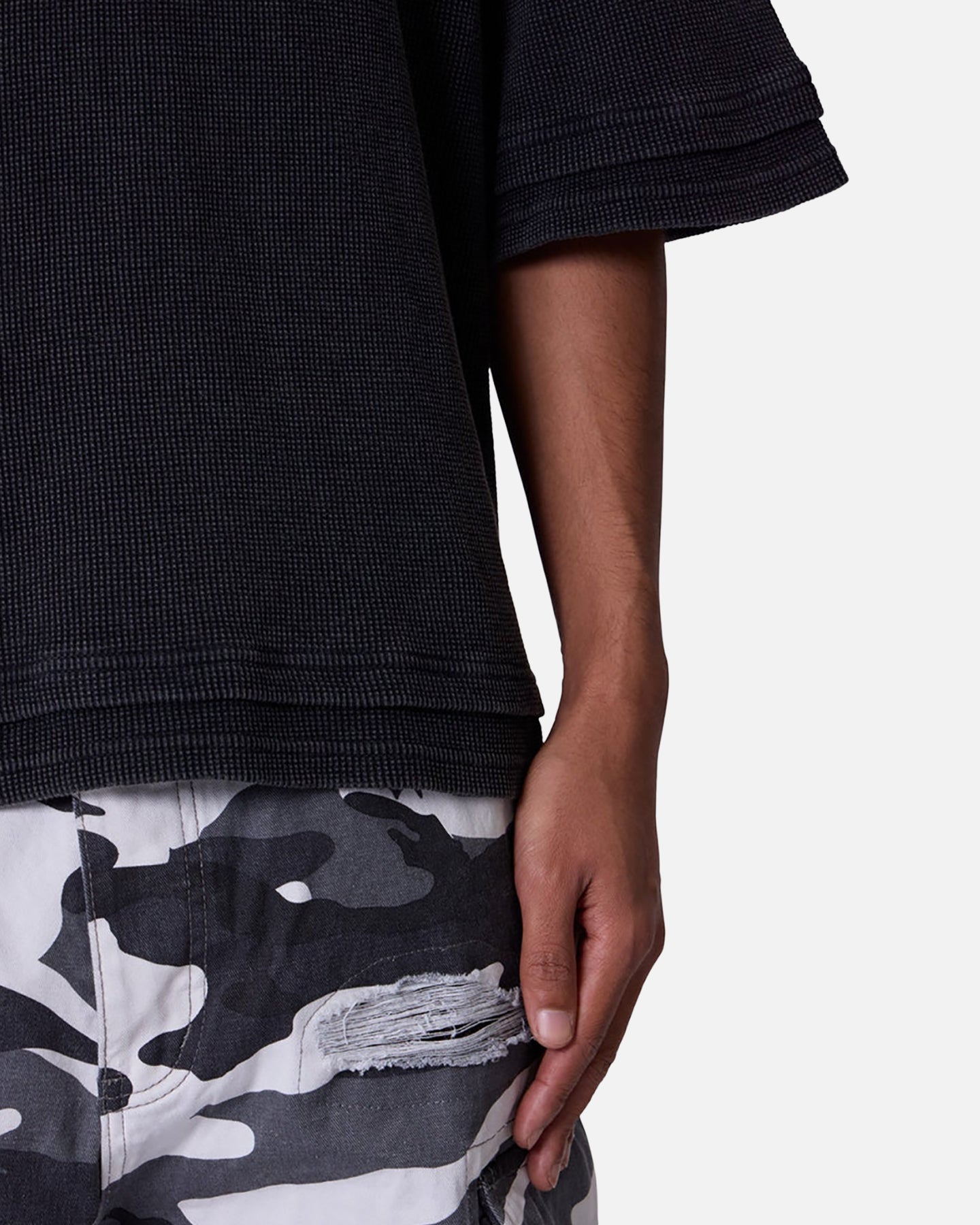 MNML Double Layer Acid Washed T-Shirt Black、mySite、zt4zffjzw