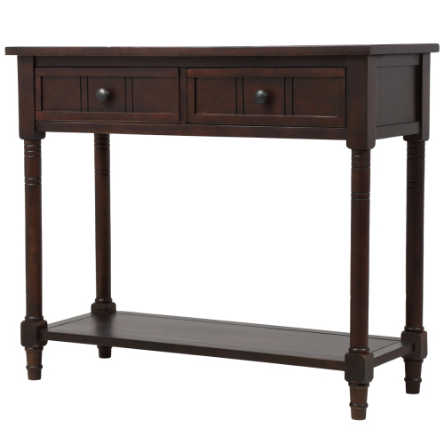 TREXM Daisy Series Console Table Traditional Design with Two Drawers and Bottom Shelf (Espresso)、、casual