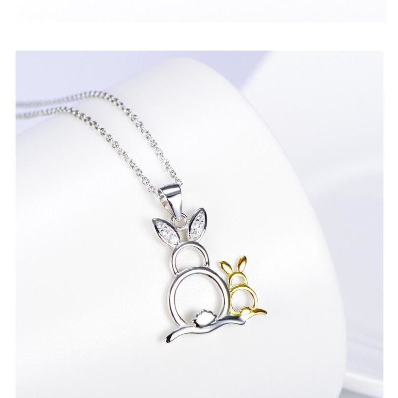 Sterling Silver Bunny Rabbit Necklace with Pair of CUTE Rabbits!、mySite、g9winljtr