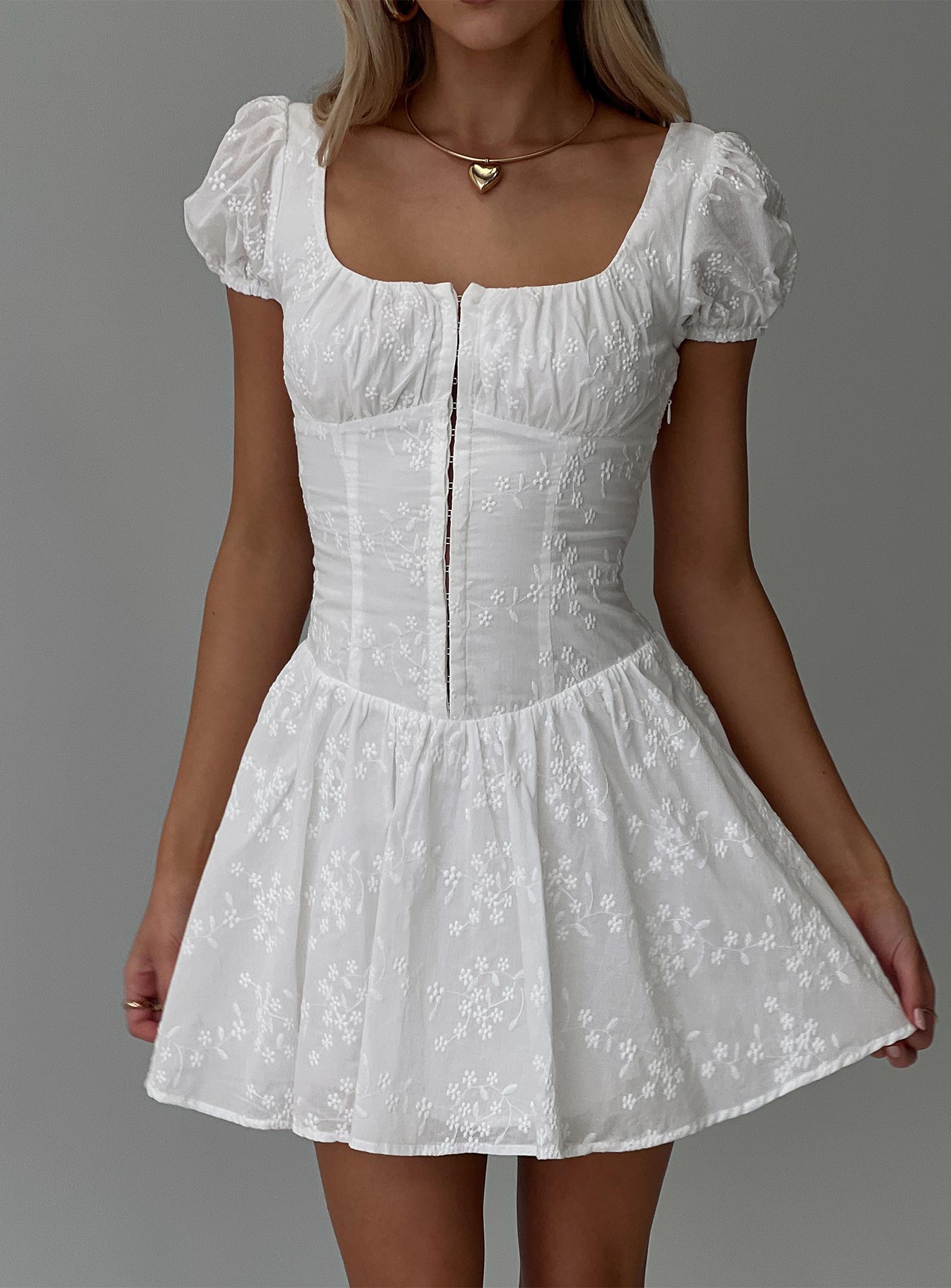 Lethia Corset Mini Dress White、mySite、solidvoid