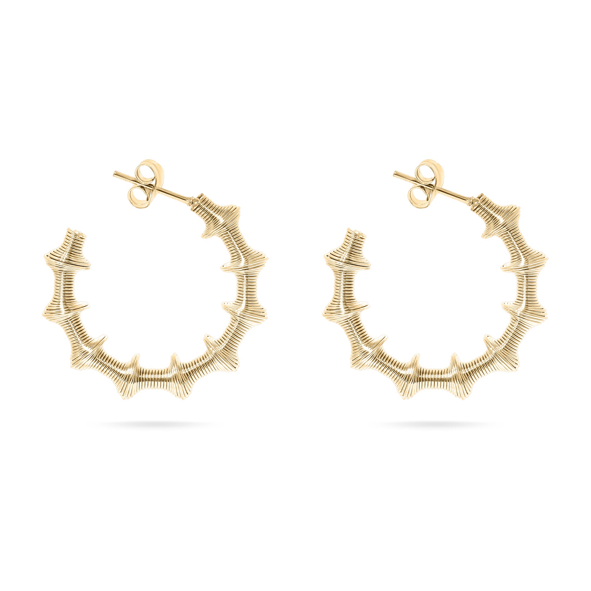 18K Gold PVD Stainless Steel Wired Statement Hoop Earrings / ERJ0019、mySite、dreamappss
