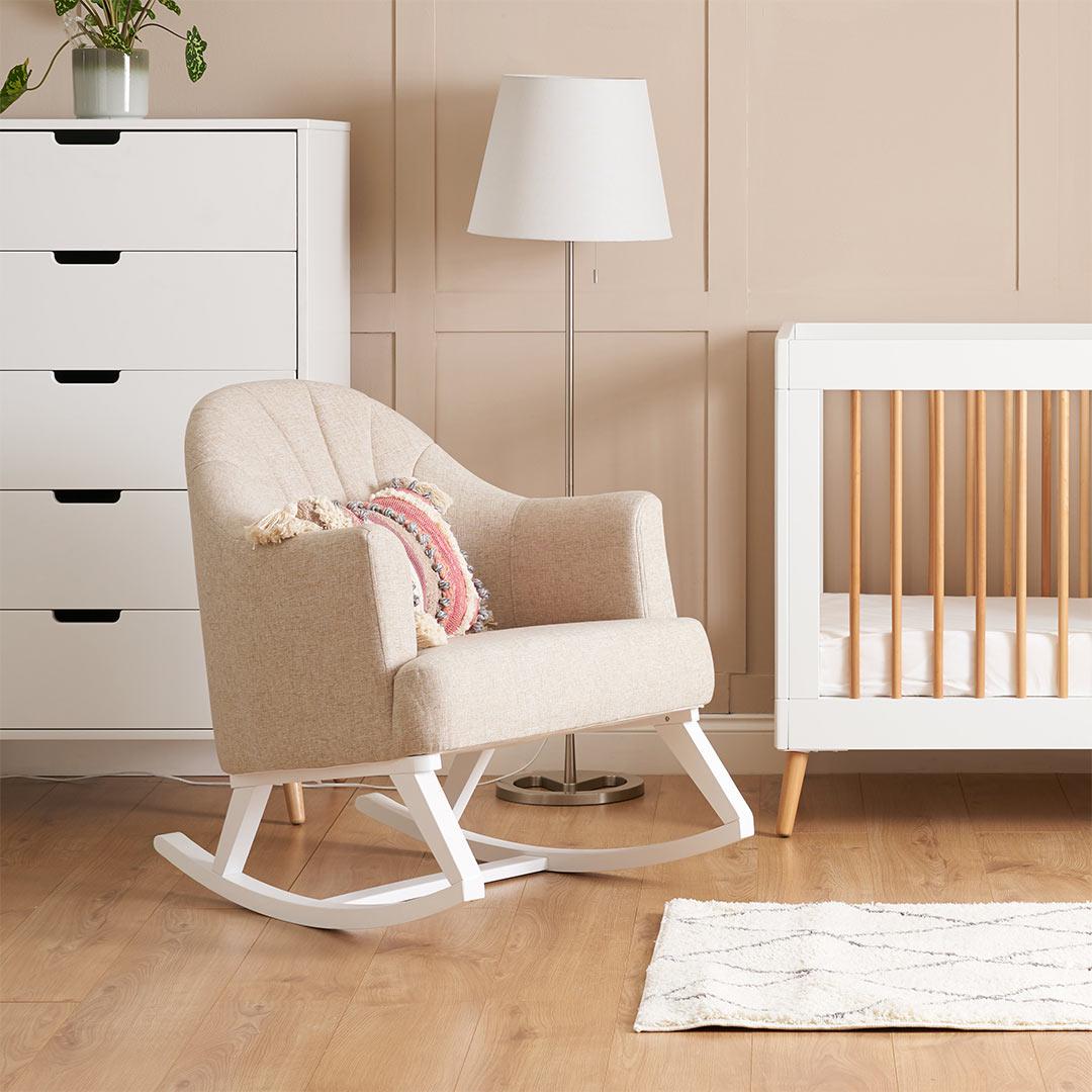  Obaby Round Back Rocking Chair - White + Oatmeal、mySite、merchandisen