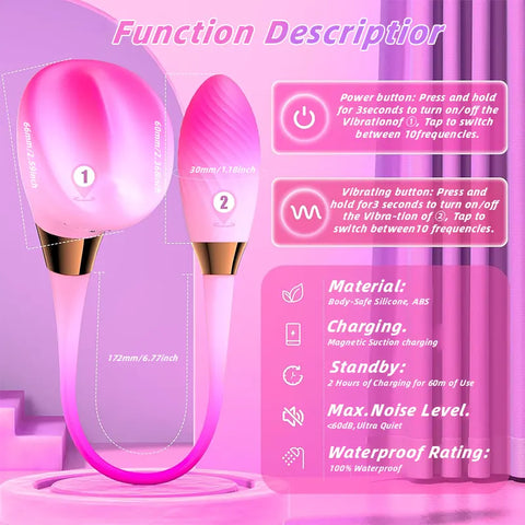 Pink Dual-Stimulation Vibrator Wand