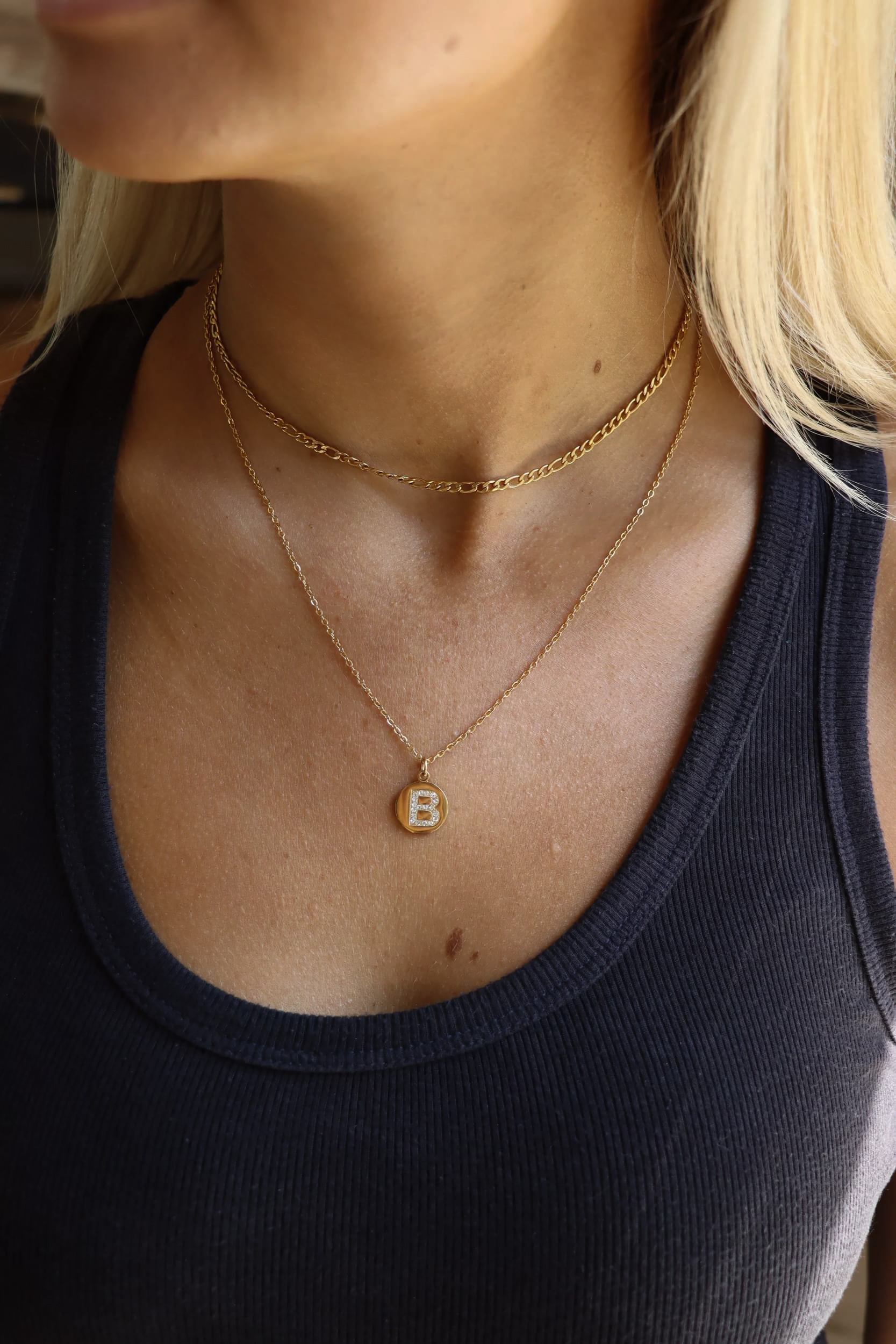 18K Gold PVD Stainless Steel Initial Pendant Necklace / SBB0283、mySite、dreamappss