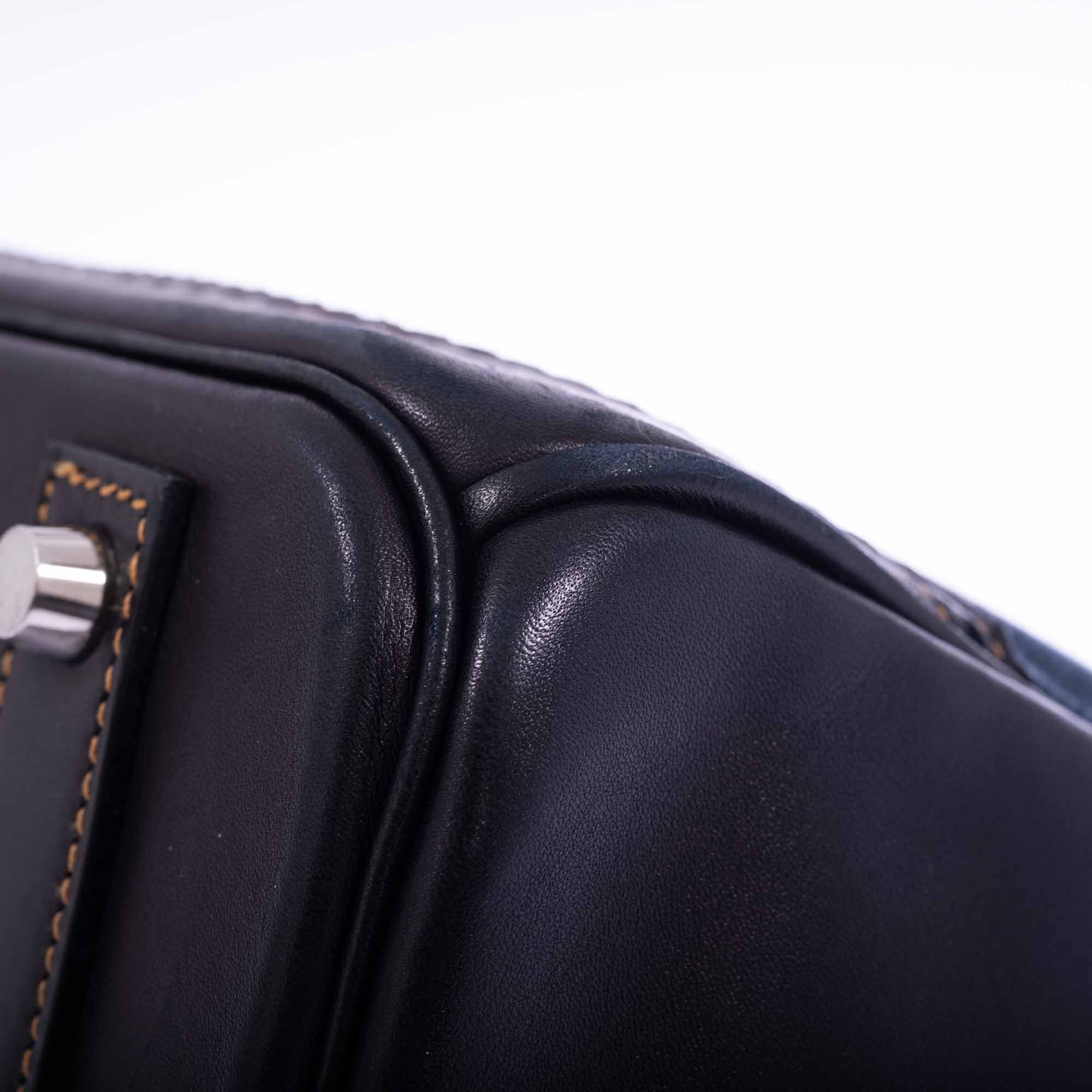 Hermès Ghillies Birkin 40 Indigo Denim and Black Tadelakt Brushed Palladium Hardware、mySite、garminoutage.com